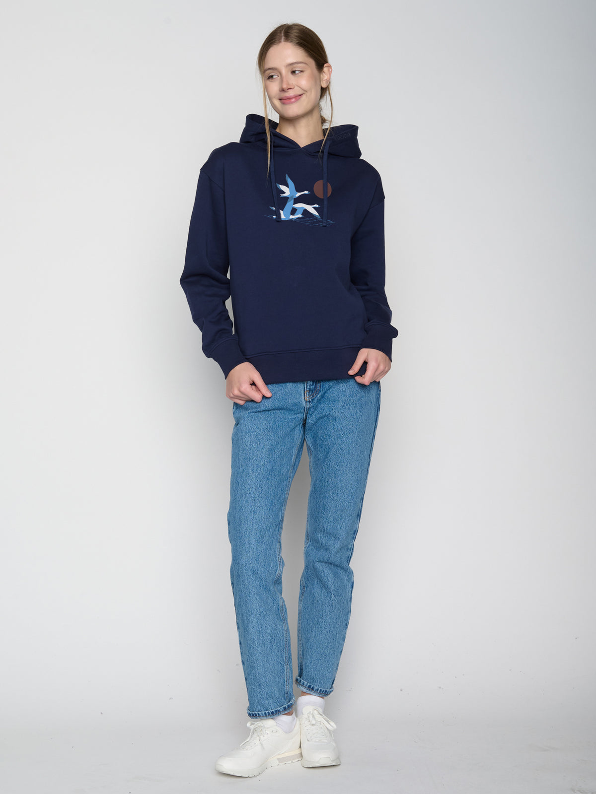 Blau:  Gemütlicher Hoodie aus Bio-Baumwoll Mix für Damen [22679]