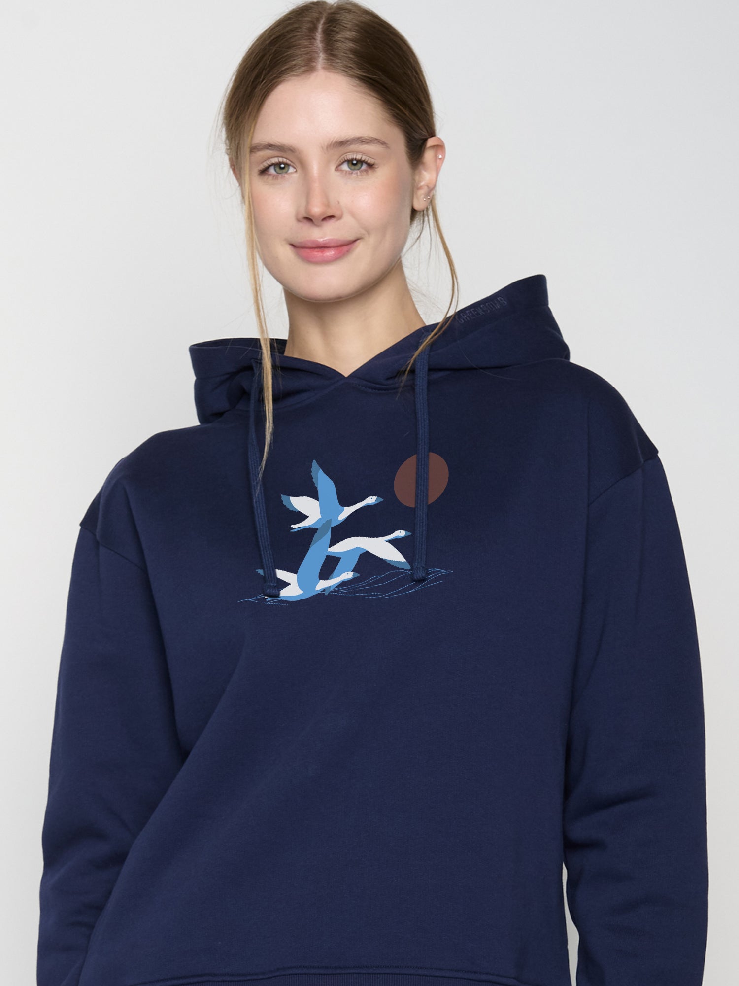 Blau:  Gemütlicher Hoodie aus Bio-Baumwoll Mix für Damen [22681]