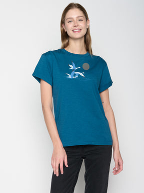Blau:  Lässiges T-Shirt aus Bio-Baumwolle für Damen [22684]