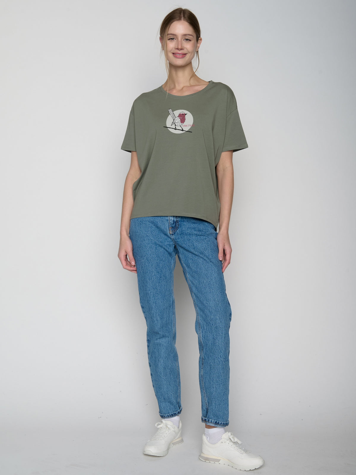 Grün:  Lässiges T-Shirt aus Bio-Baumwoll Mix für Damen [22687]
