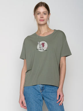Olive: Lässiges T-Shirt aus Bio-Baumwoll-Mix für Damen [22688]