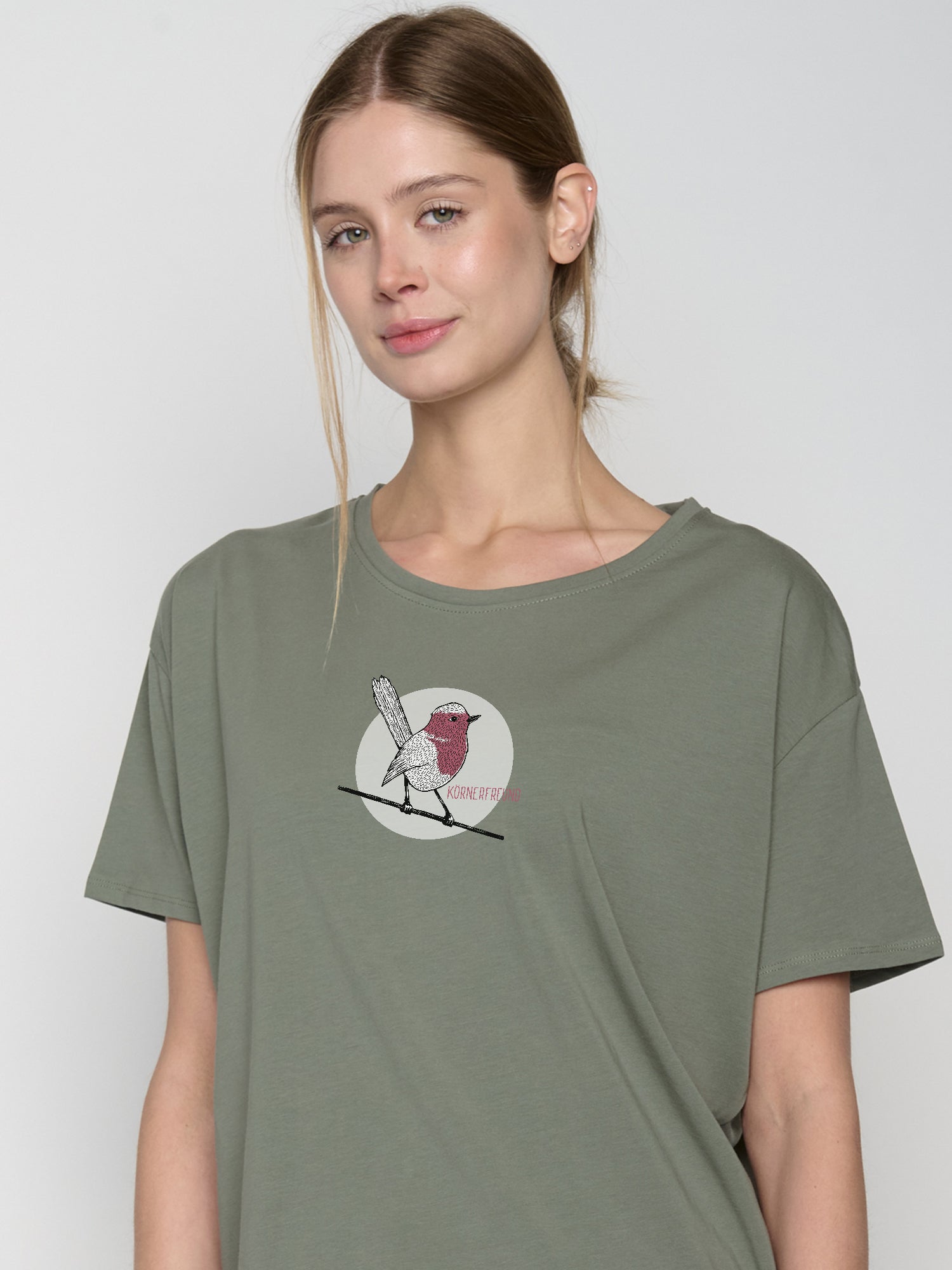 Olive: Lässiges T-Shirt aus Bio-Baumwoll-Mix für Damen [22691]