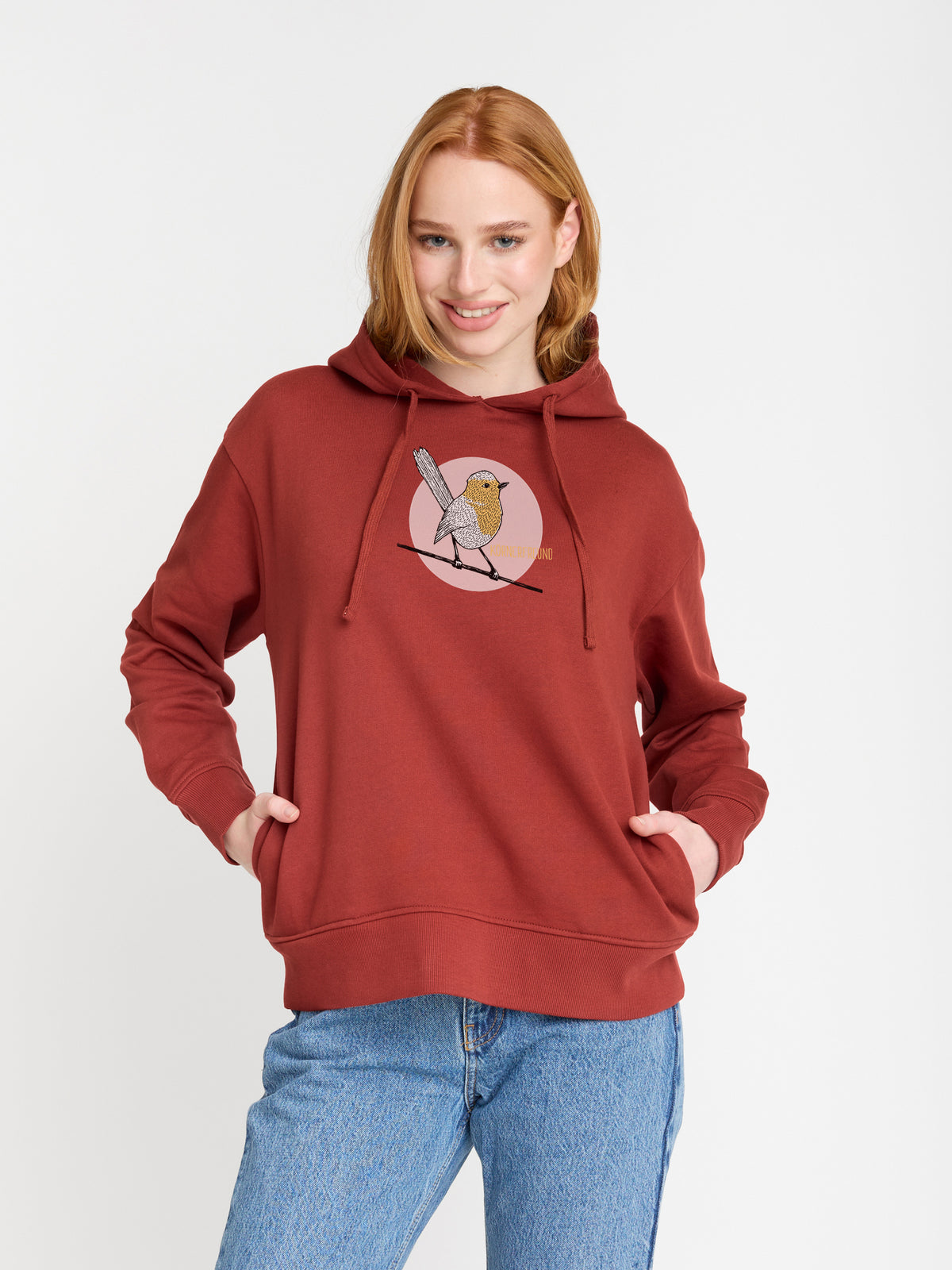 Rot:  Gemütlicher Hoodie aus Bio-Baumwoll Mix für Damen [22692]