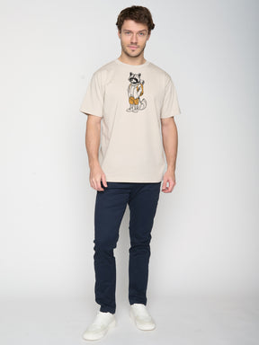 Off White: Lässiges Oversize-T-Shirt aus Bio-Baumwolle für Herren [22701]