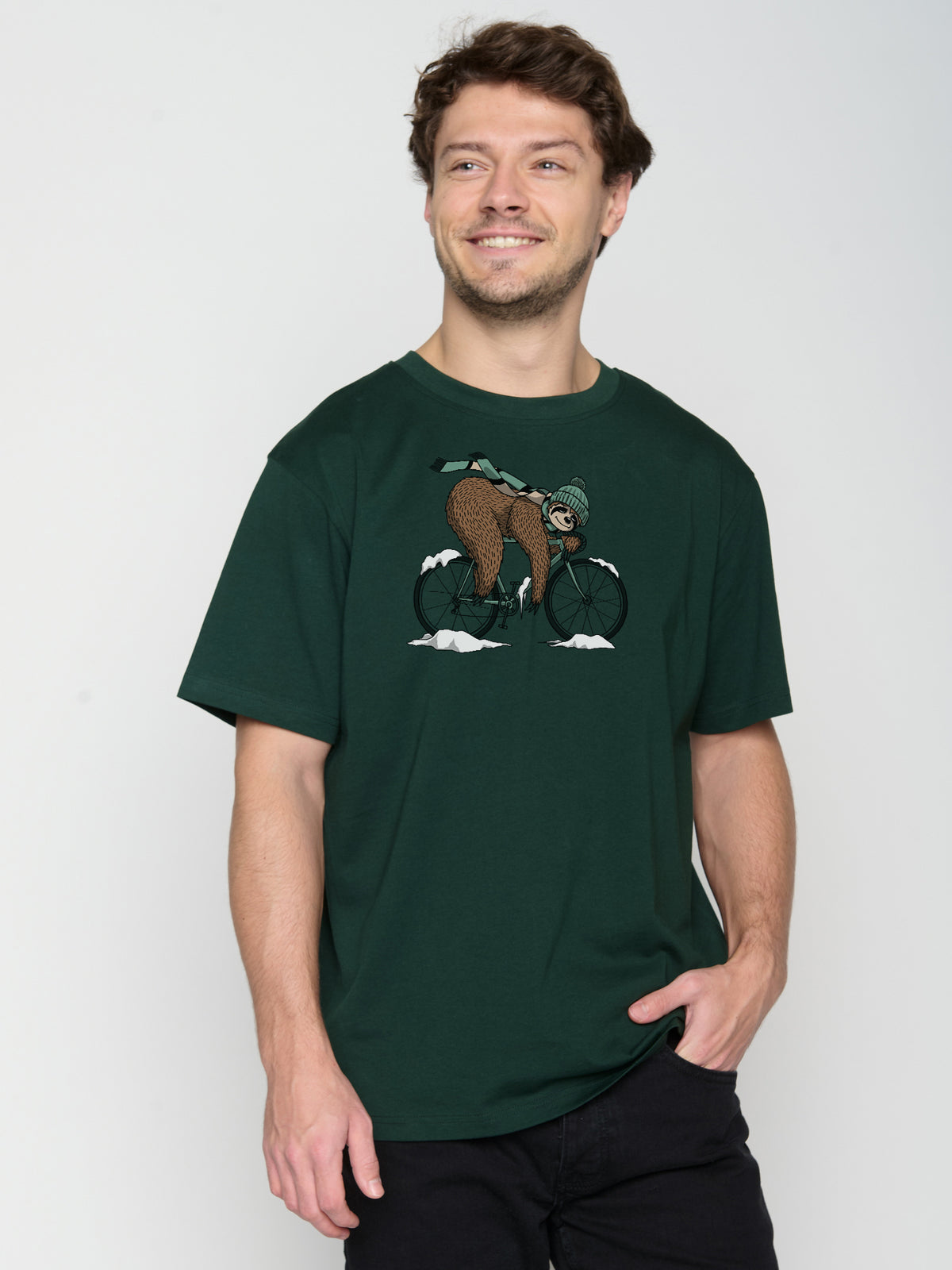 Grün:  Lässiges T-Shirt aus Bio-Baumwolle für Herren [22706]