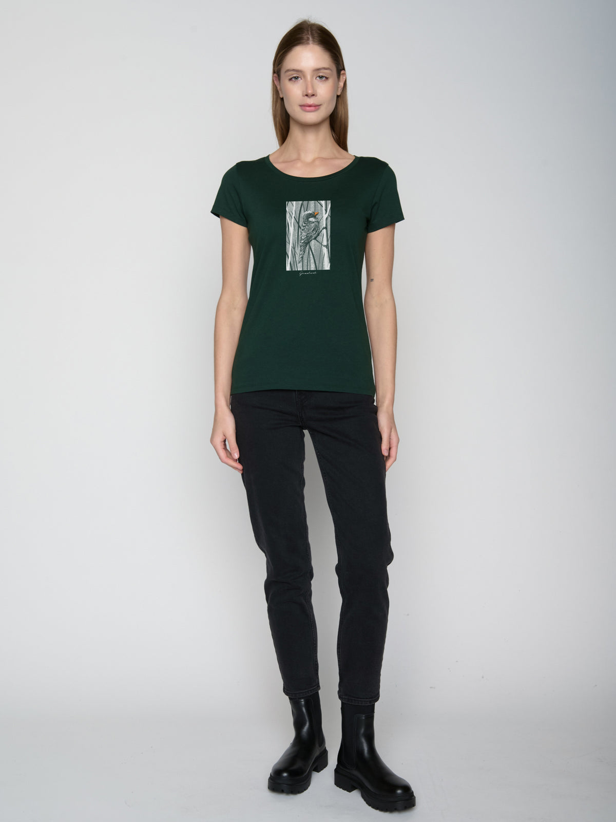 Dark Forest: Sportliches T-Shirt aus Bio-Baumwolle für Damen [22715]
