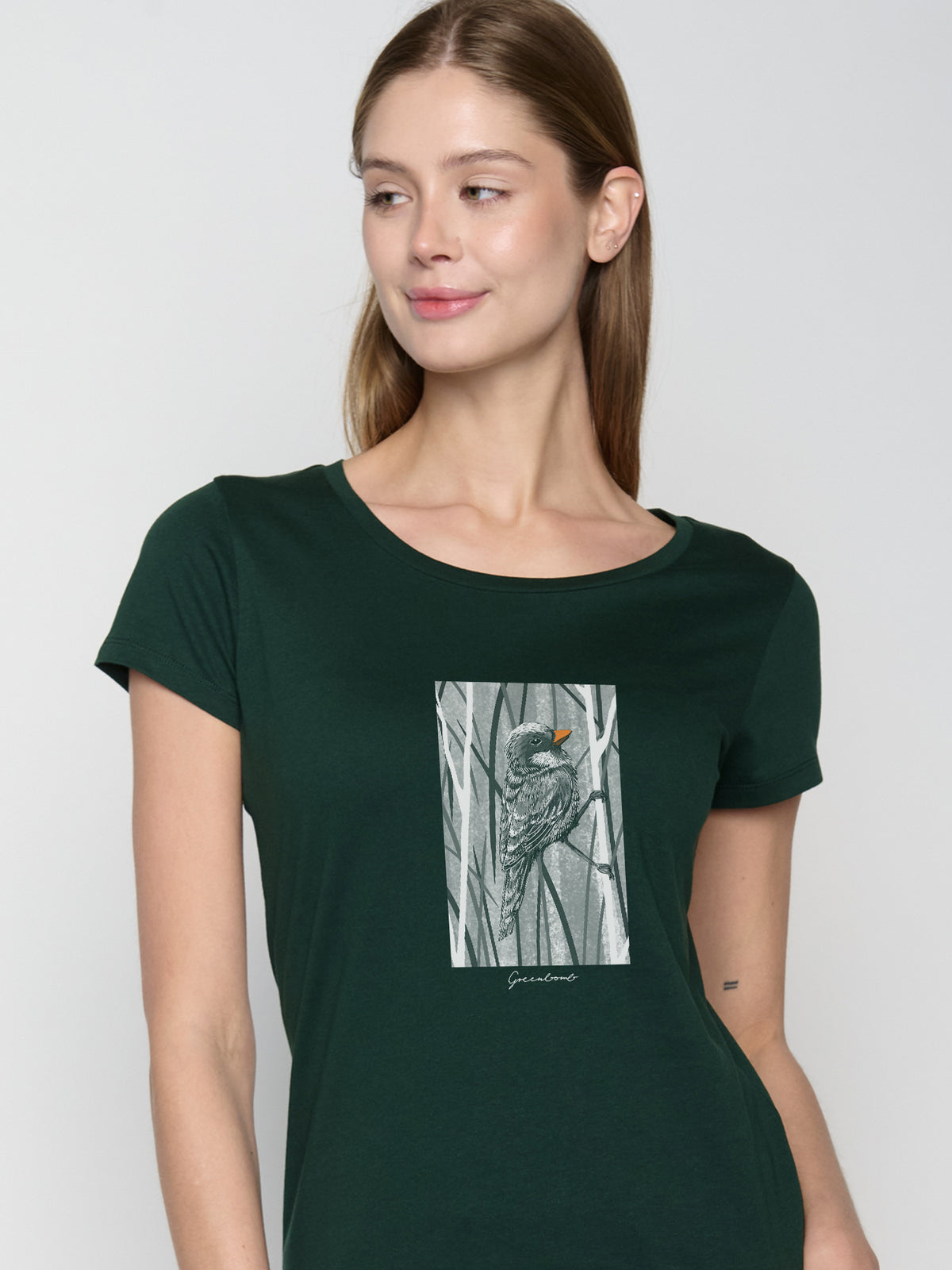 Grün:  Lässiges T-Shirt aus Bio-Baumwolle für Damen [22716]