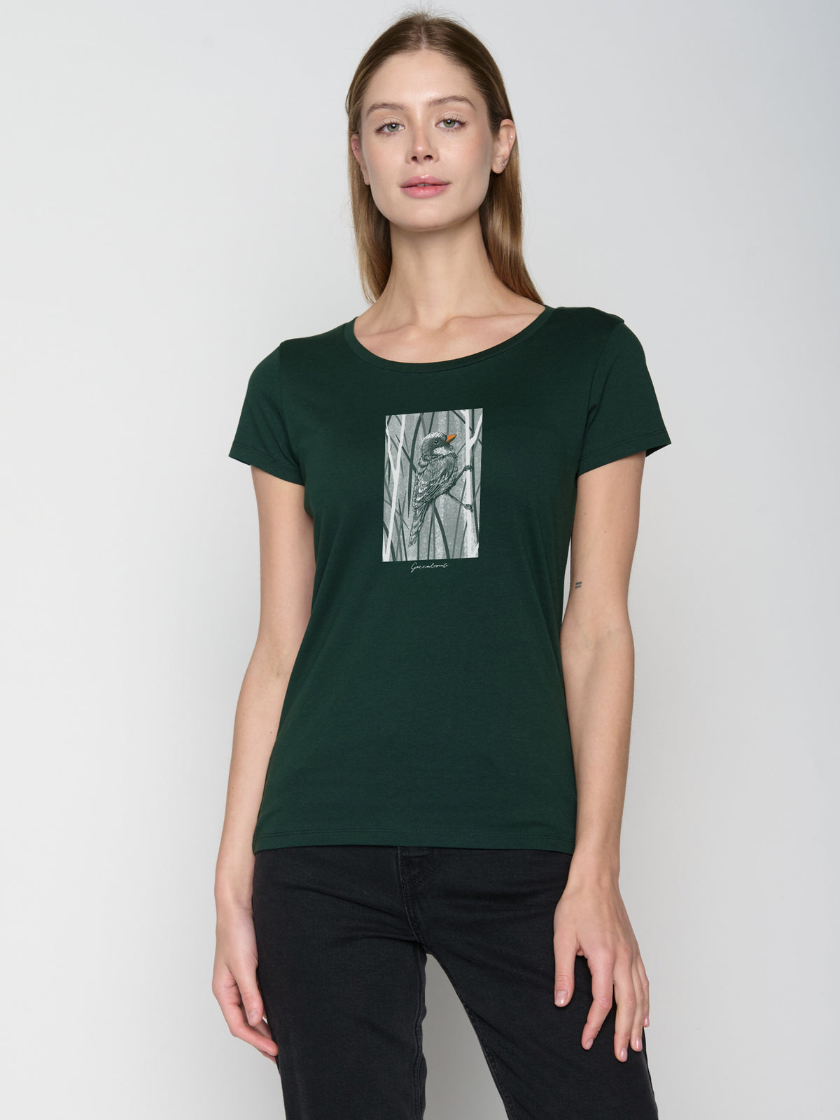 Dark Forest: Lässiges T-Shirt aus Bio-Baumwolle für Damen [22717]