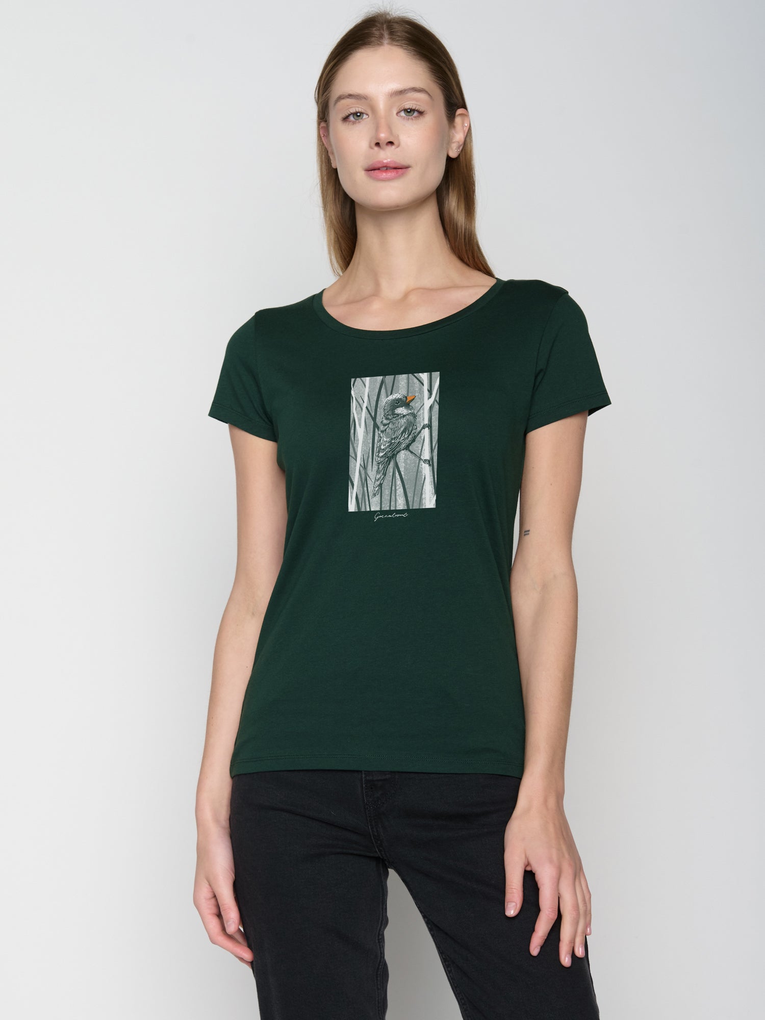 Dark Forest: Sportliches T-Shirt aus Bio-Baumwolle für Damen [22717]