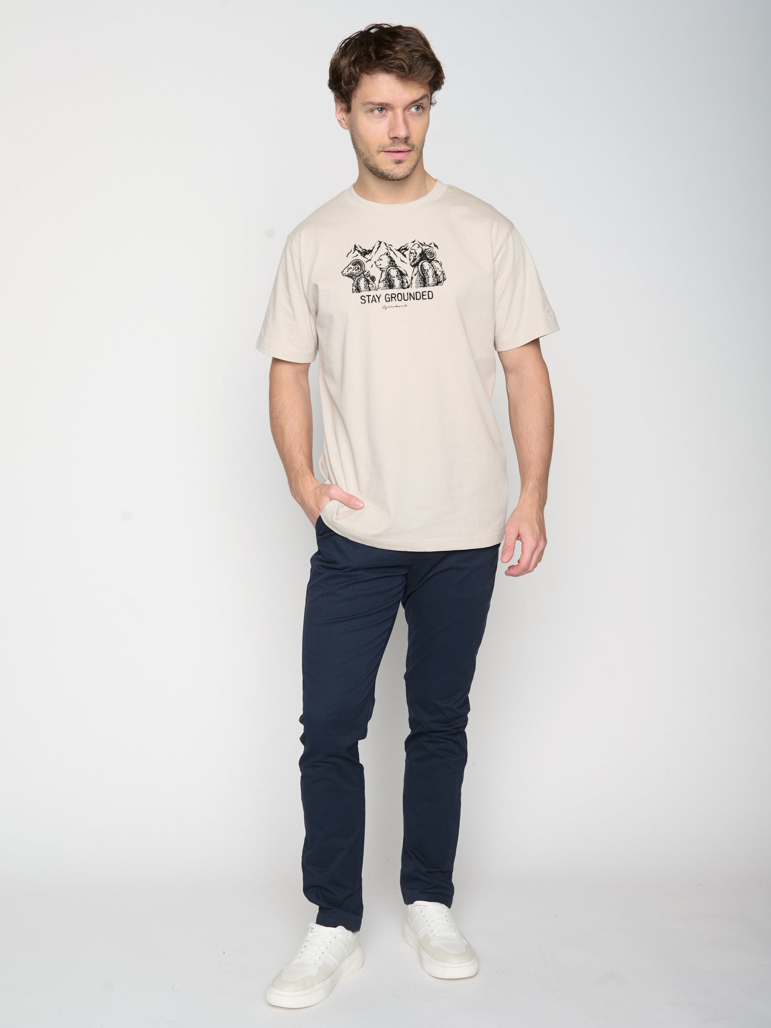 Weiß:  Lässiges T-Shirt aus Bio-Baumwolle für Herren [22728]