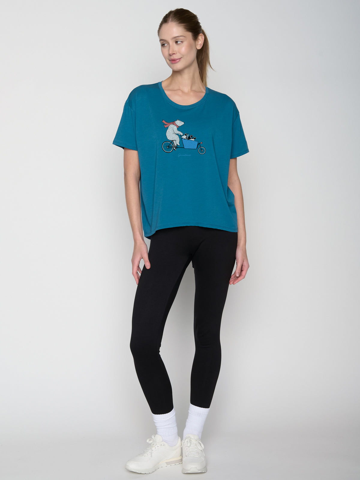 Blau:  Lässiges T-Shirt aus Bio-Baumwoll Mix für Damen [22734]