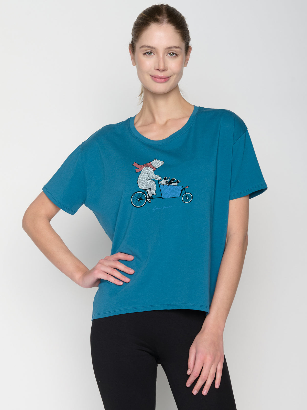 Blau:  Lässiges T-Shirt aus Bio-Baumwoll Mix für Damen [22735]
