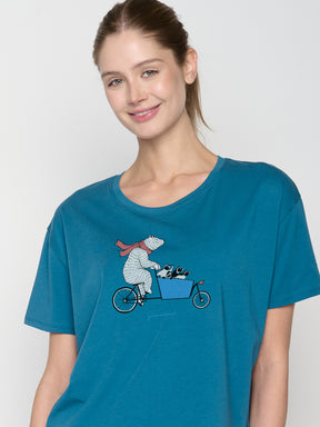 Blau:  Lässiges T-Shirt aus Bio-Baumwoll Mix für Damen [22736]