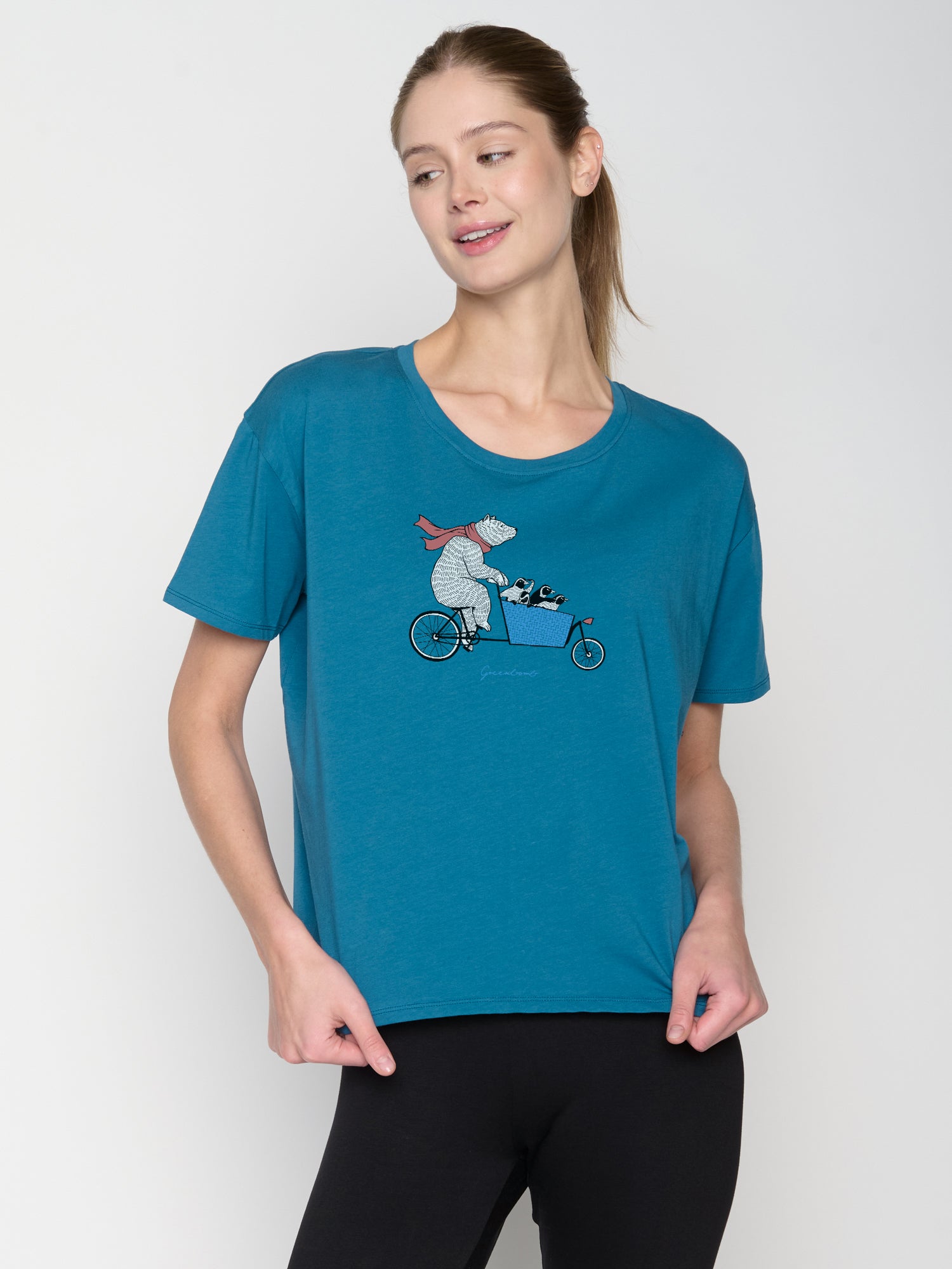 Blau:  Lässiges T-Shirt aus Bio-Baumwoll Mix für Damen [22737]