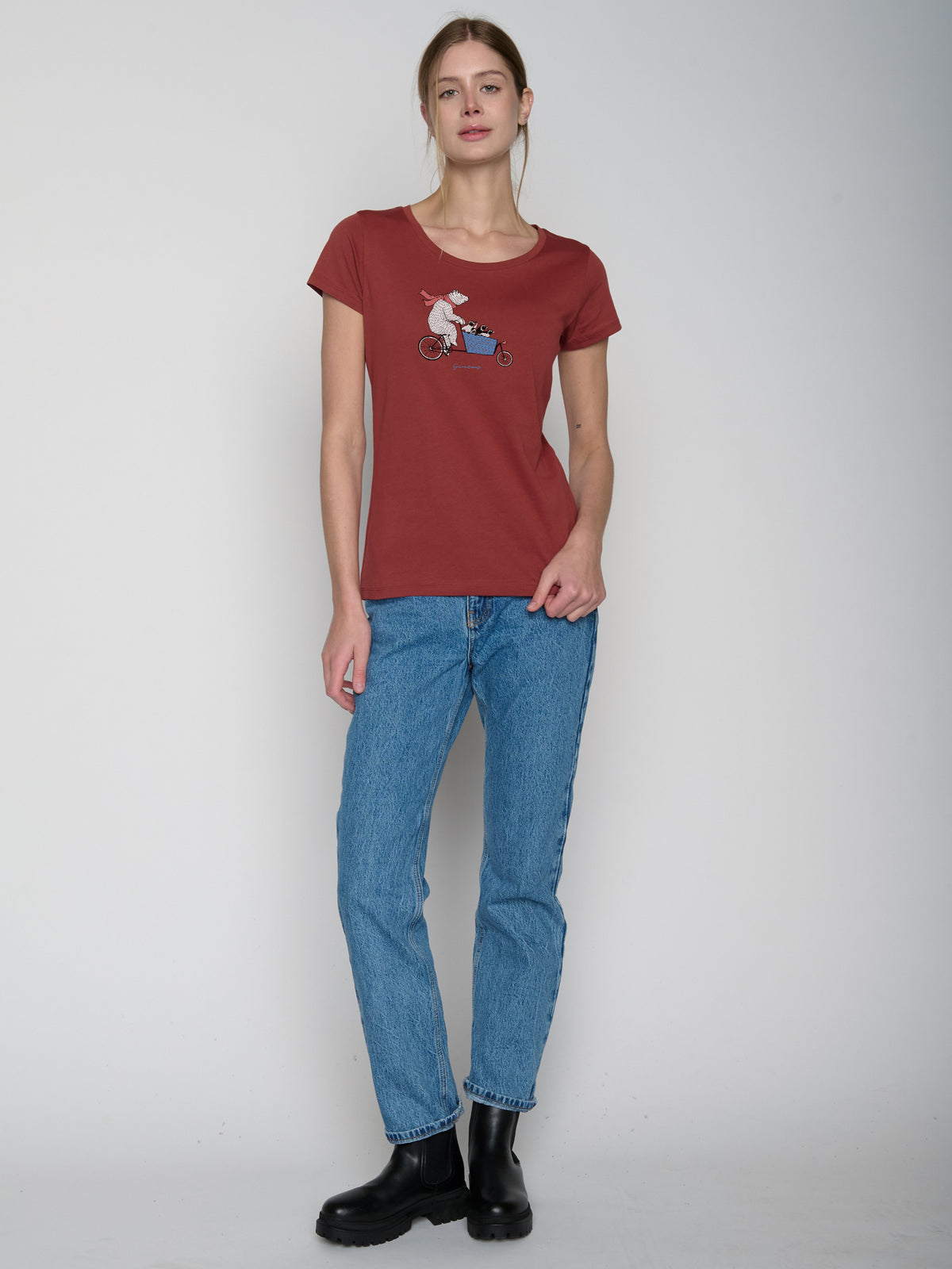 Rot:  Lässiges T-Shirt aus Bio-Baumwolle für Damen [22739]