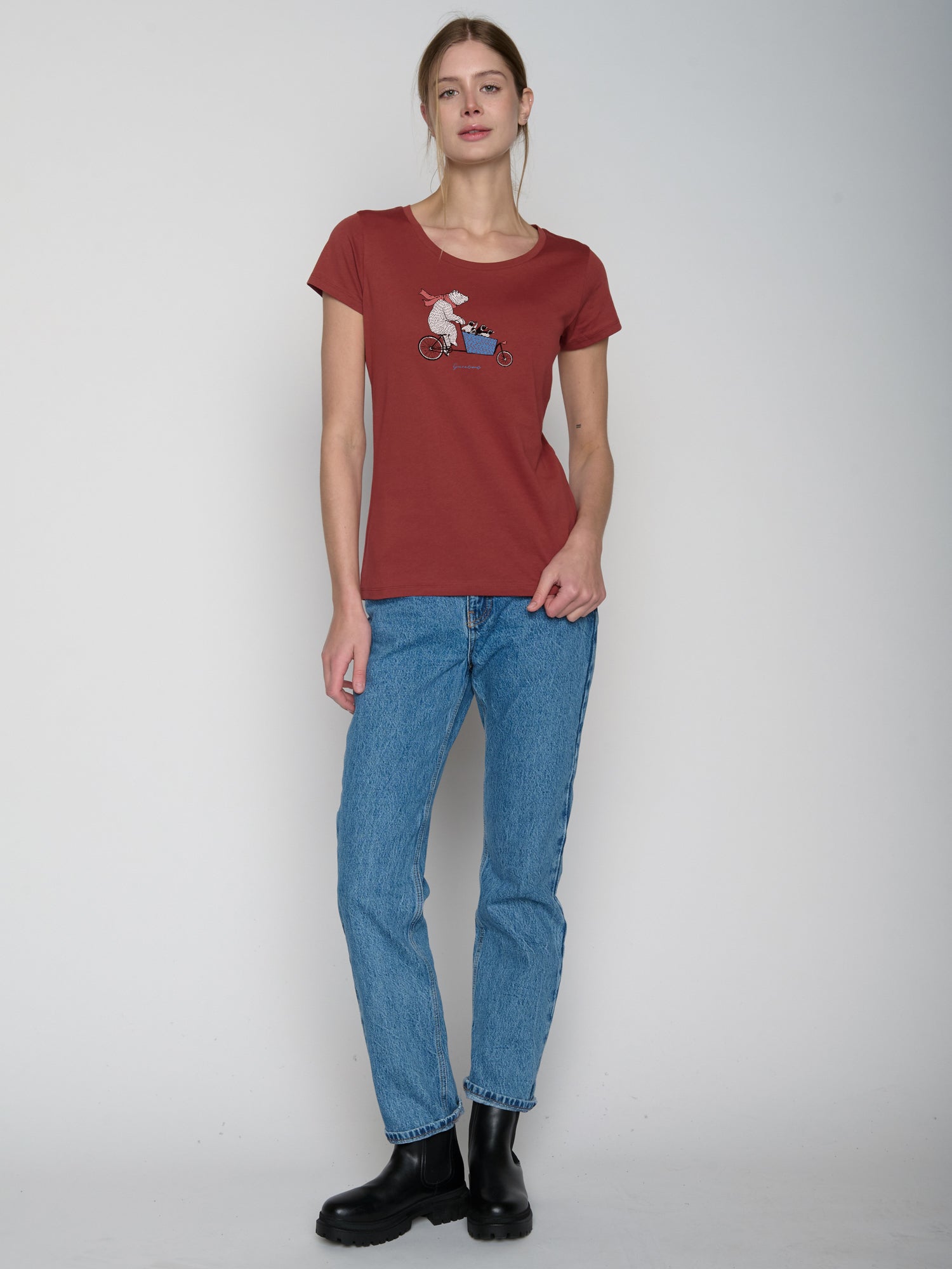 Rot:  Lässiges T-Shirt aus Bio-Baumwolle für Damen [22739]