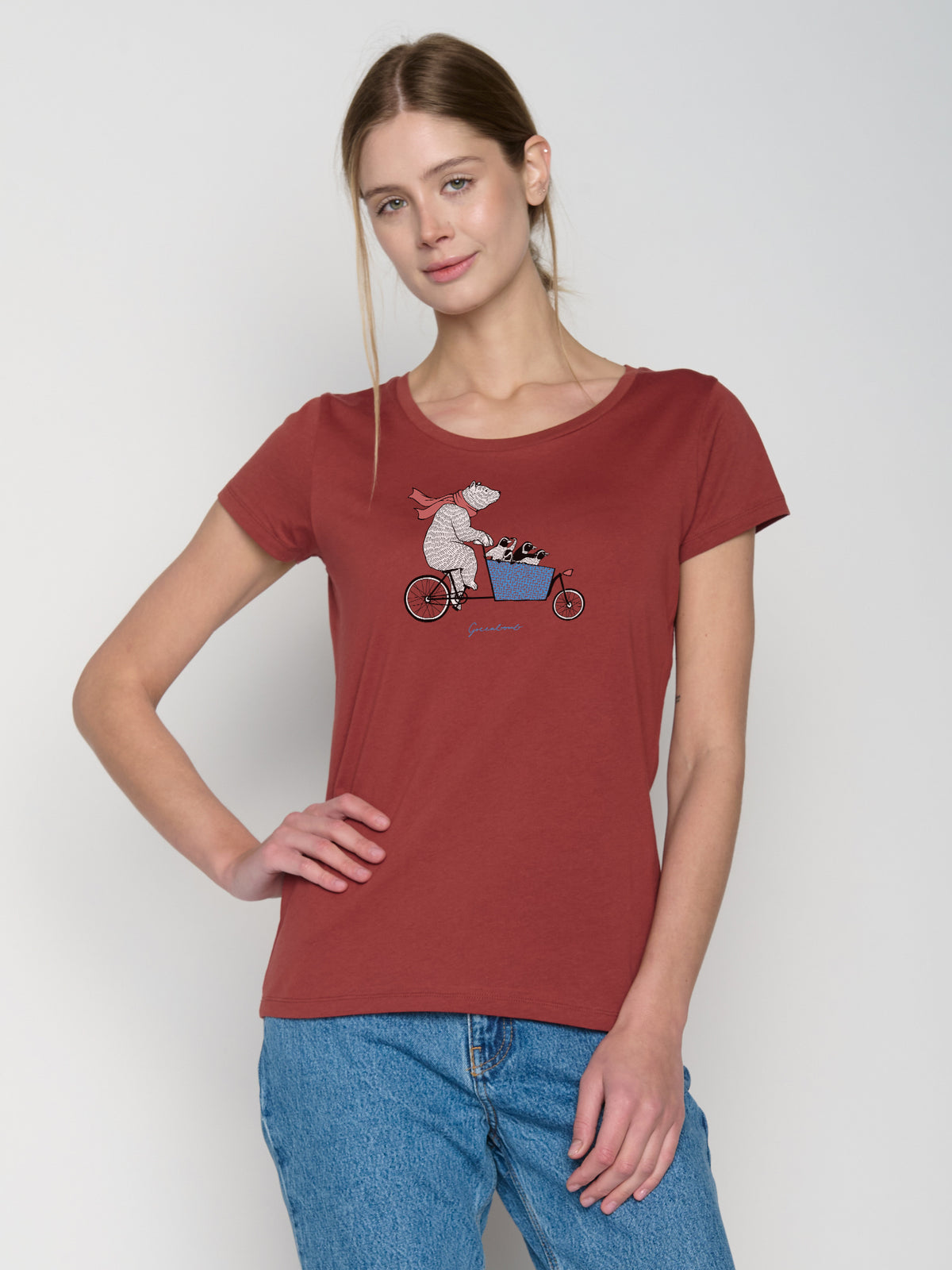 Rot:  Lässiges T-Shirt aus Bio-Baumwolle für Damen [22742]