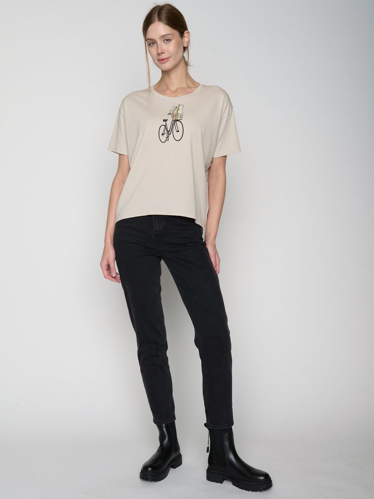 Weiß:  Lässiges T-Shirt aus Bio-Baumwoll Mix für Damen [22743]