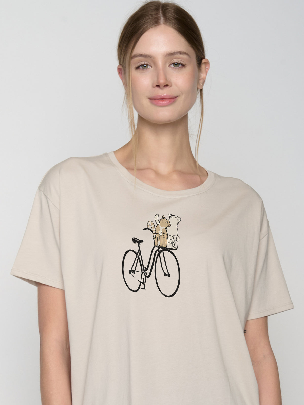 Weiß:  Lässiges T-Shirt aus Bio-Baumwoll Mix für Damen [22744]