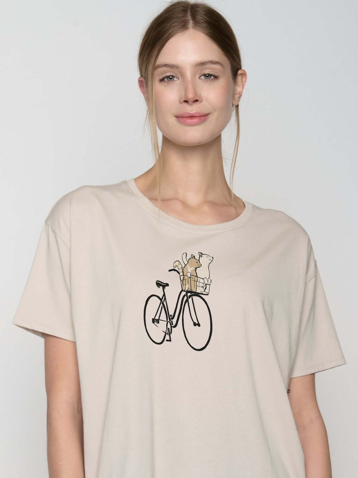 Off White: Lässiges T-Shirt aus Bio-Baumwoll-Mix für Damen [22744]