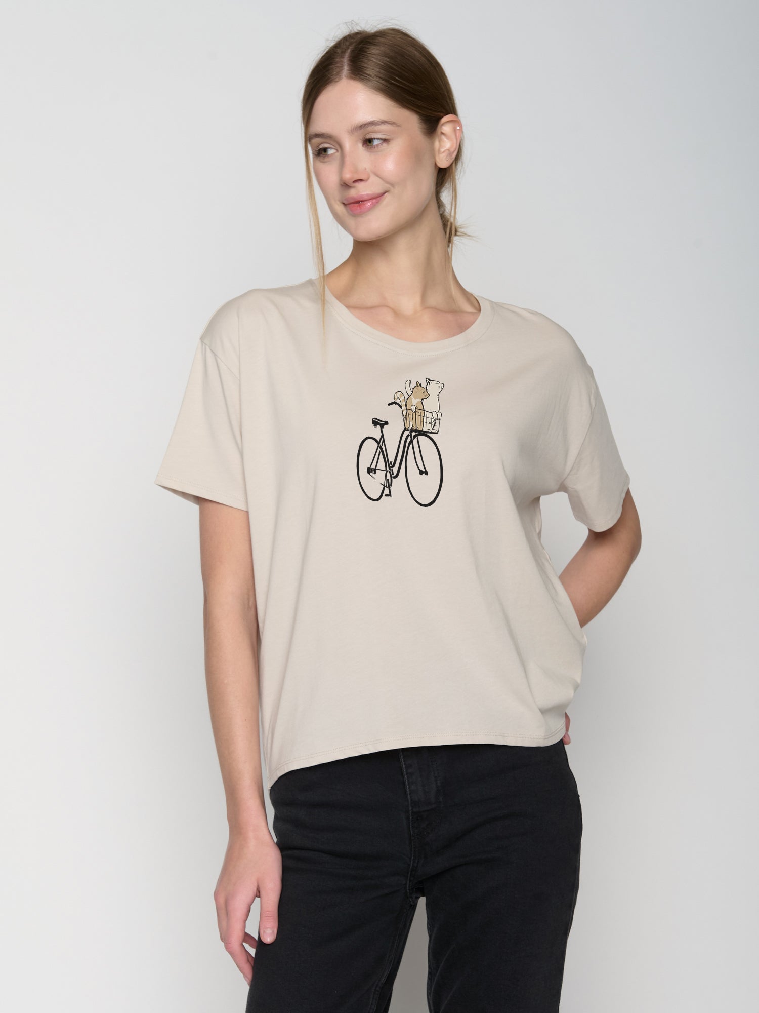 Weiß:  Lässiges T-Shirt aus Bio-Baumwoll Mix für Damen [22745]