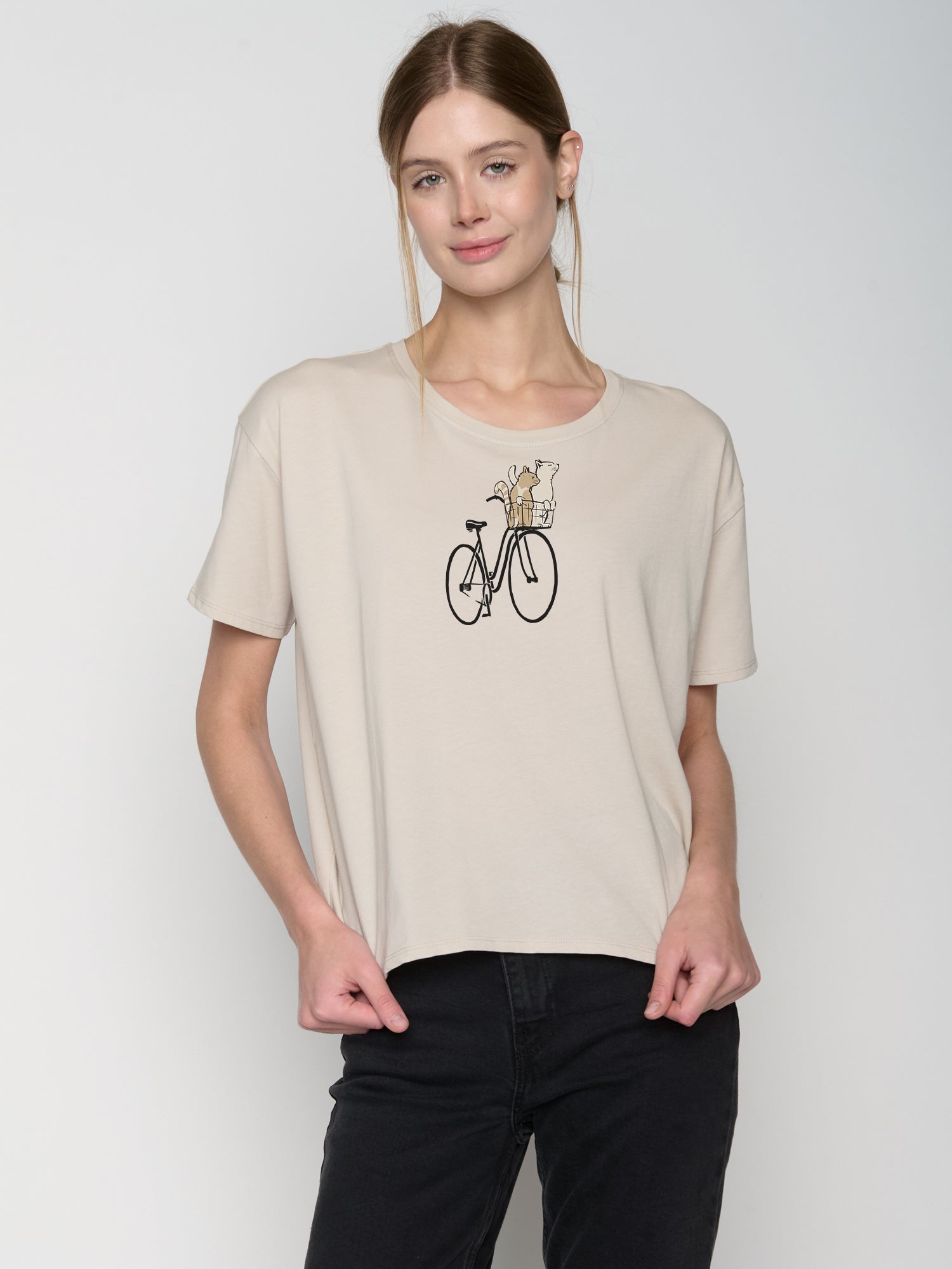Weiß:  Lässiges T-Shirt aus Bio-Baumwoll Mix für Damen [22746]