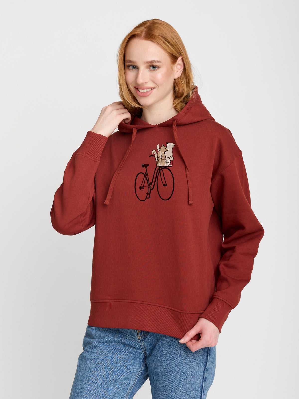 Rot:  Gemütlicher Hoodie aus Bio-Baumwoll Mix für Damen [22748]
