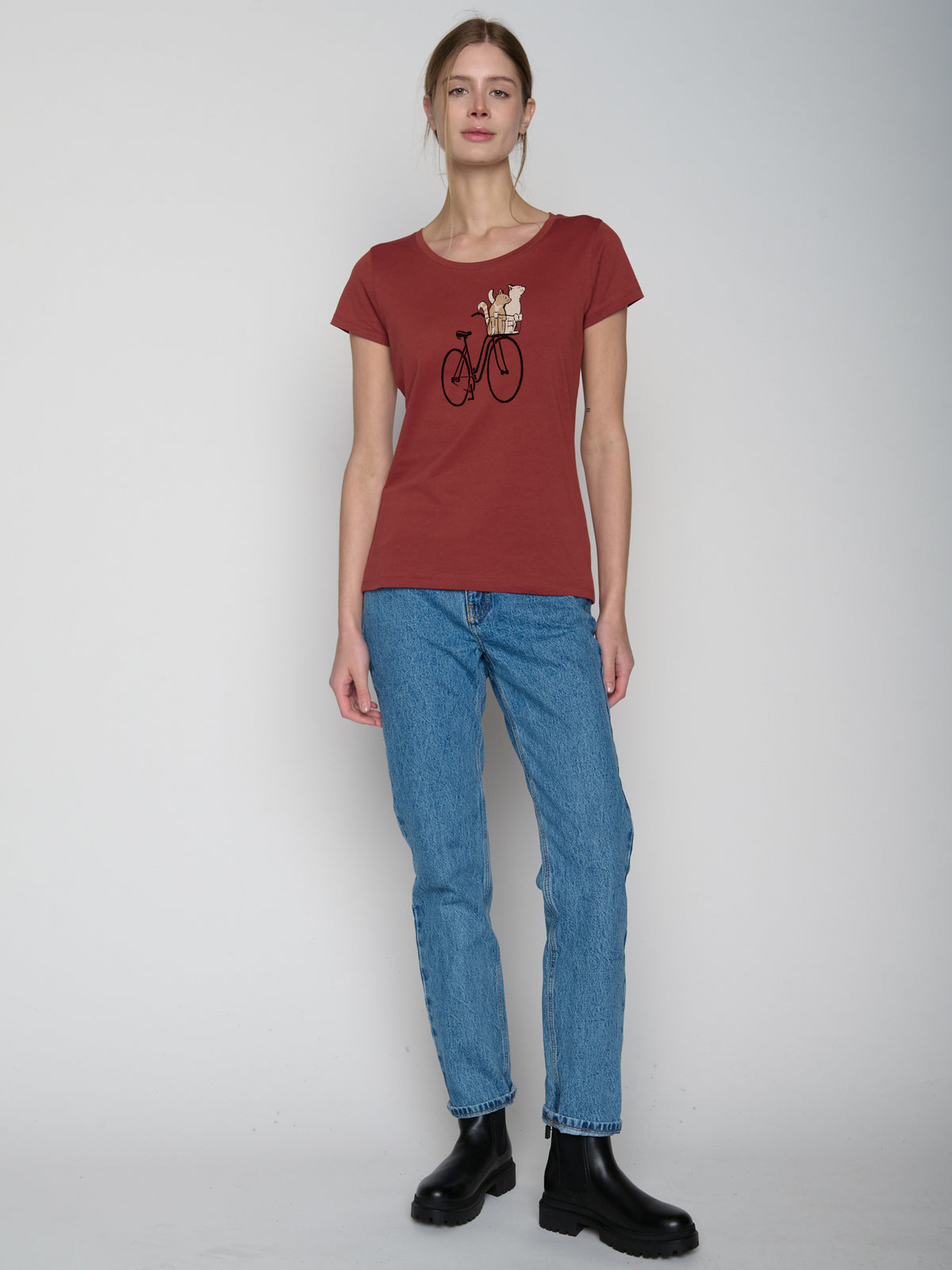 Rot:  Lässiges T-Shirt aus Bio-Baumwolle für Damen [22752]