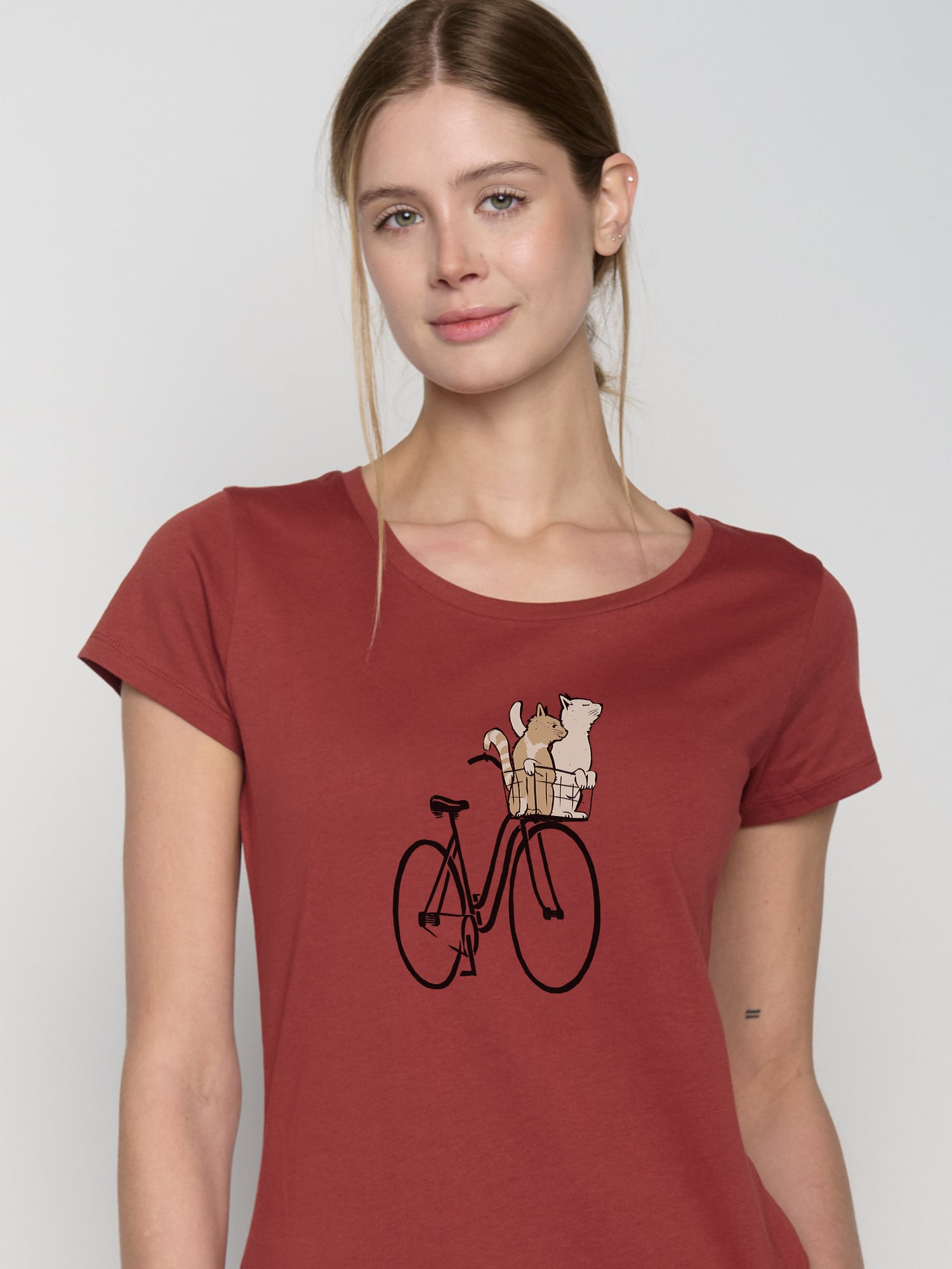 Rot:  Lässiges T-Shirt aus Bio-Baumwolle für Damen [22755]