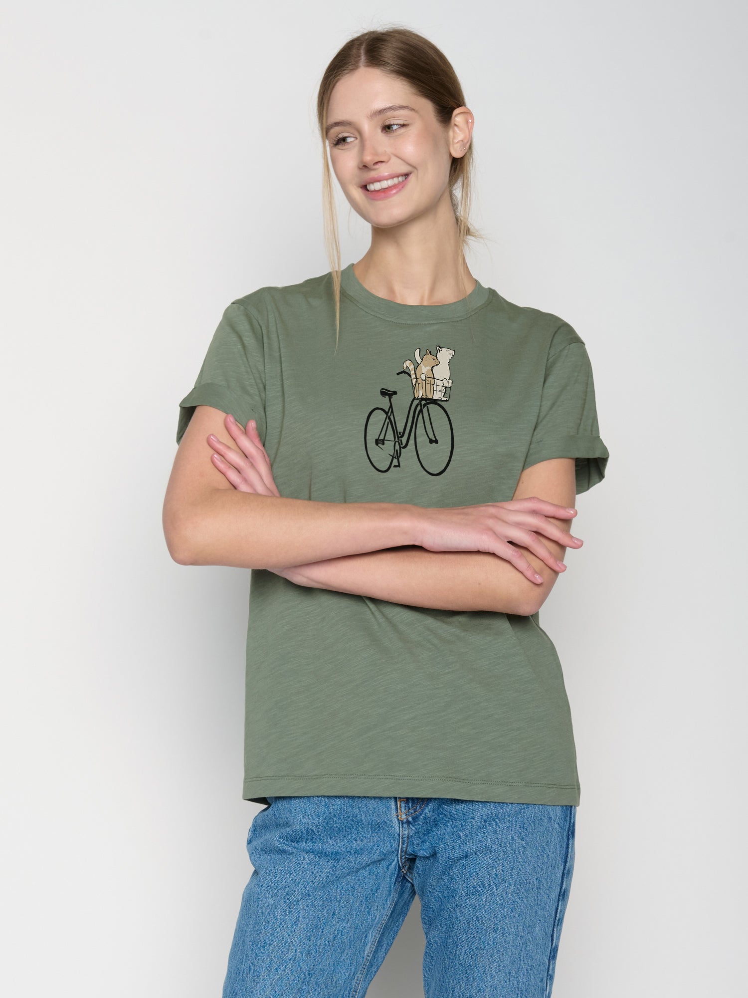 Moos Grey: Lässiges T-Shirt aus Bio-Baumwolle für Damen [22756]