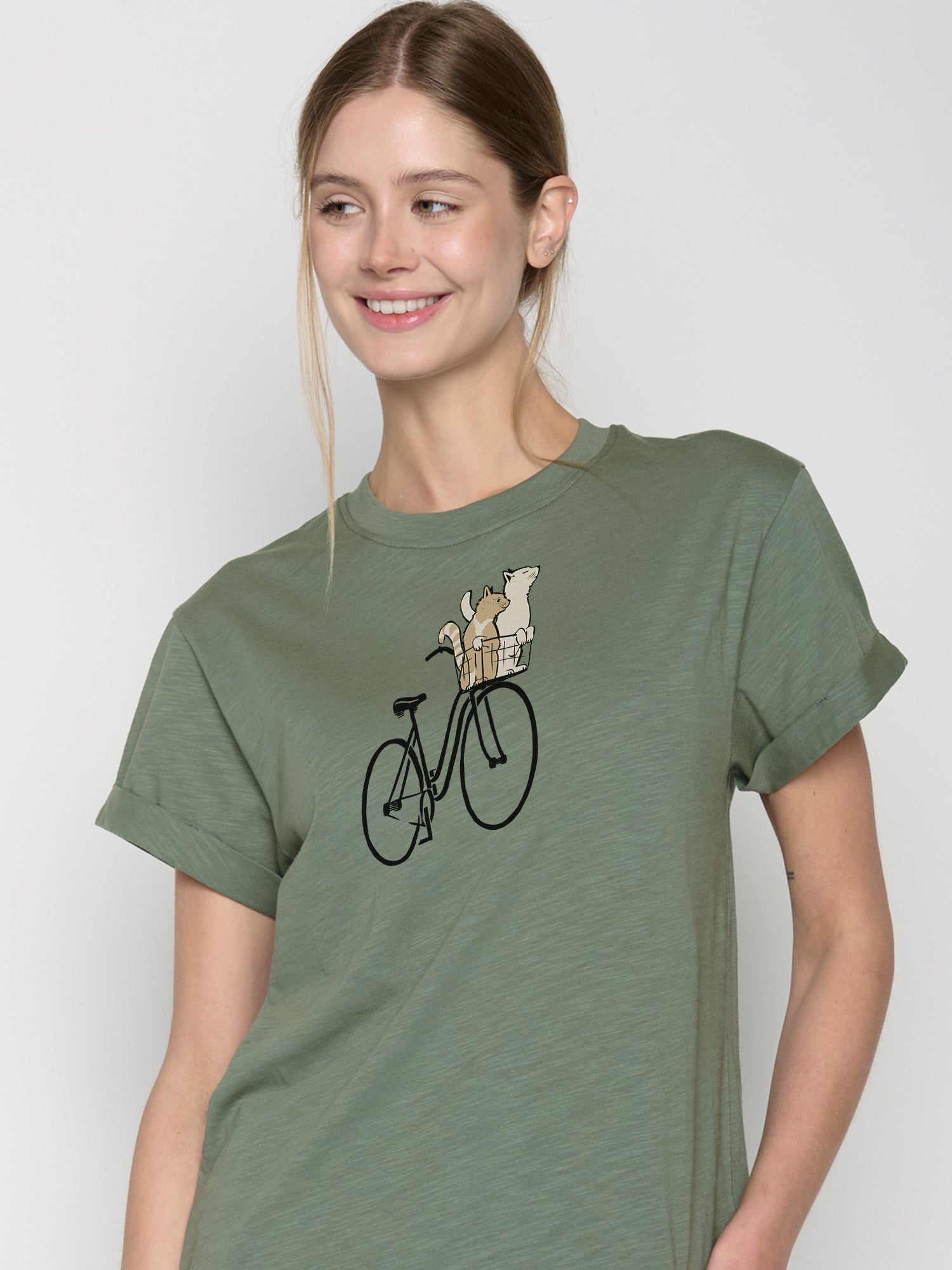 Moos Grey: Lässiges T-Shirt aus Bio-Baumwolle für Damen [22758]