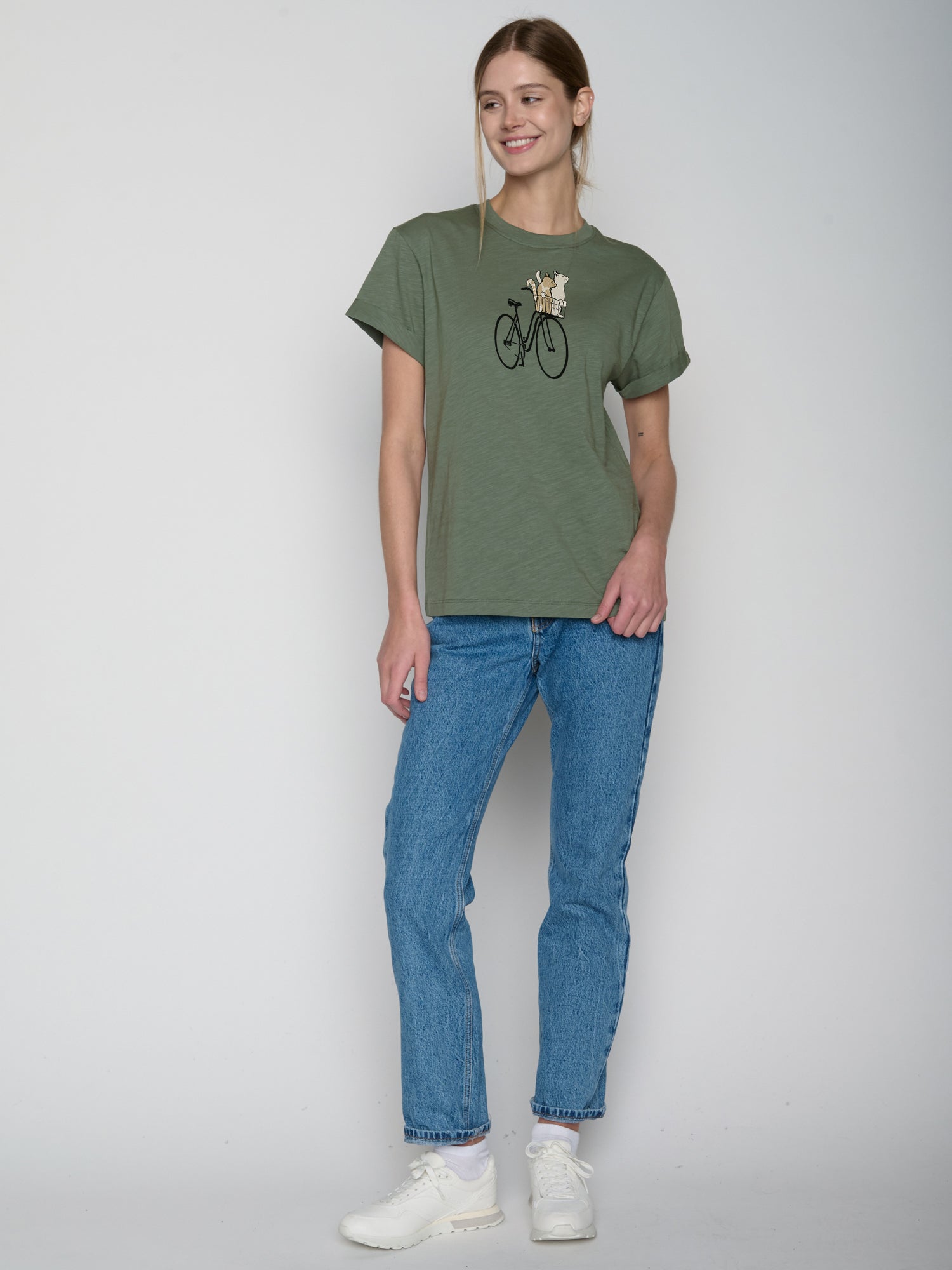 Moos Grey: Lässiges T-Shirt aus Bio-Baumwolle für Damen [22759]