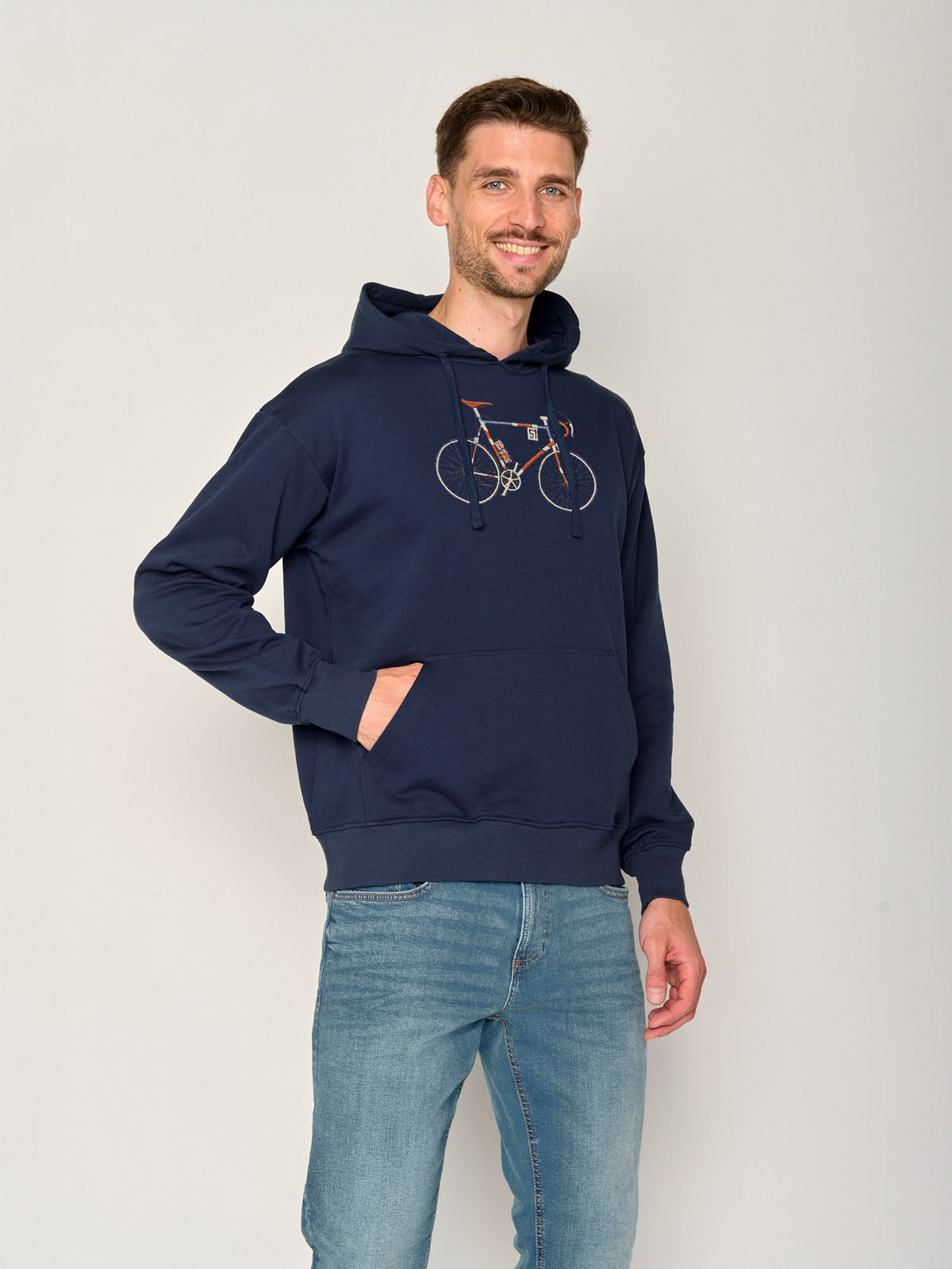 Blau:  Gemütlicher Hoodie aus Bio-Baumwolle für Herren [22760]