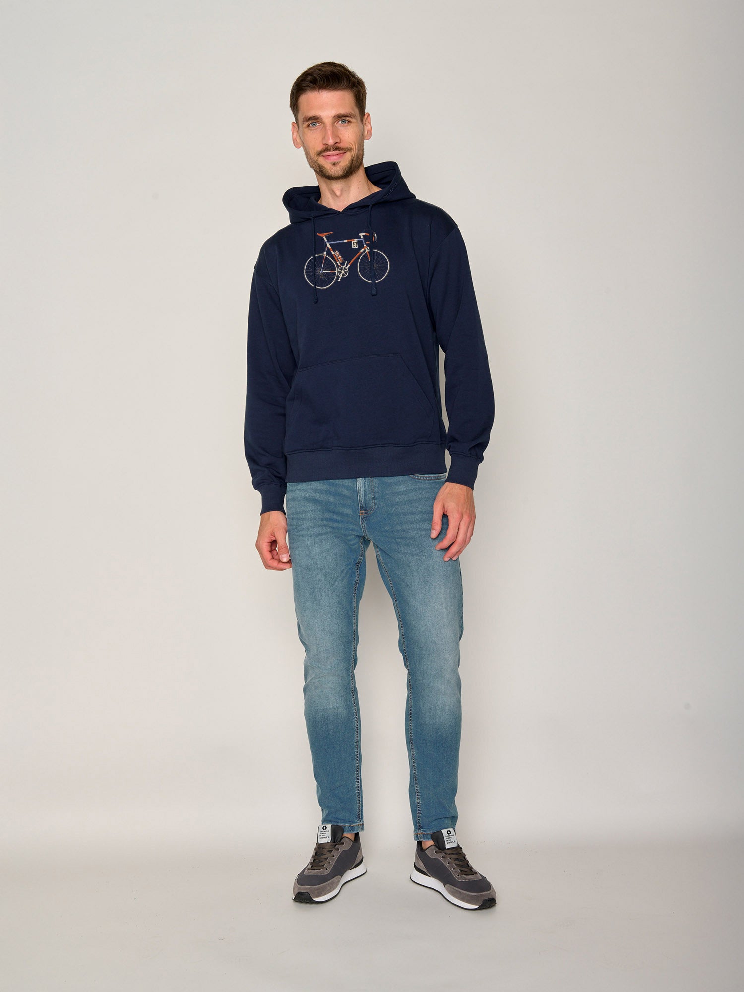 Blau:  Gemütlicher Hoodie aus Bio-Baumwolle für Herren [22762]