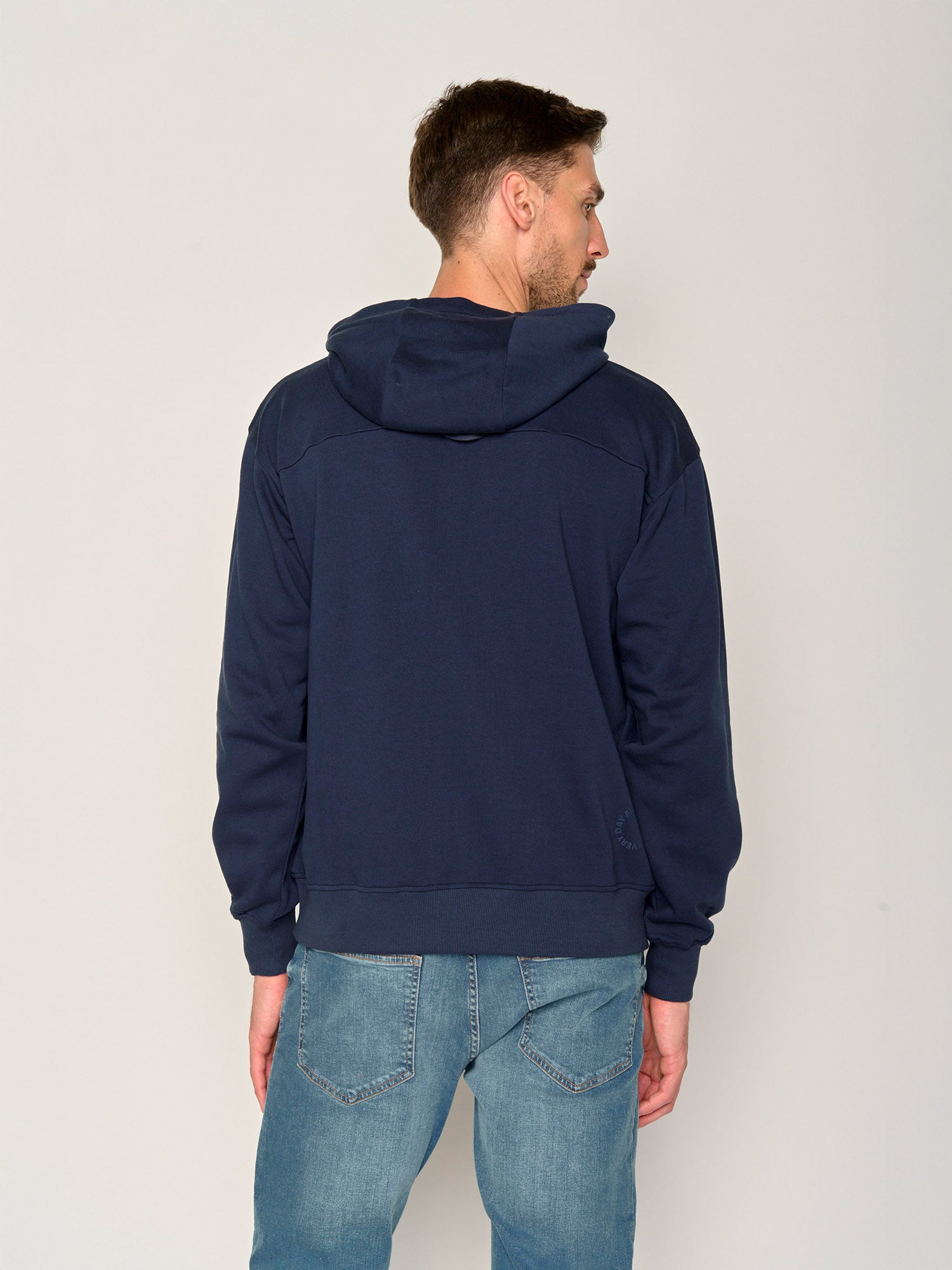 Navy: Gemütlicher Hoodie aus Bio-Baumwolle für Herren [22763]
