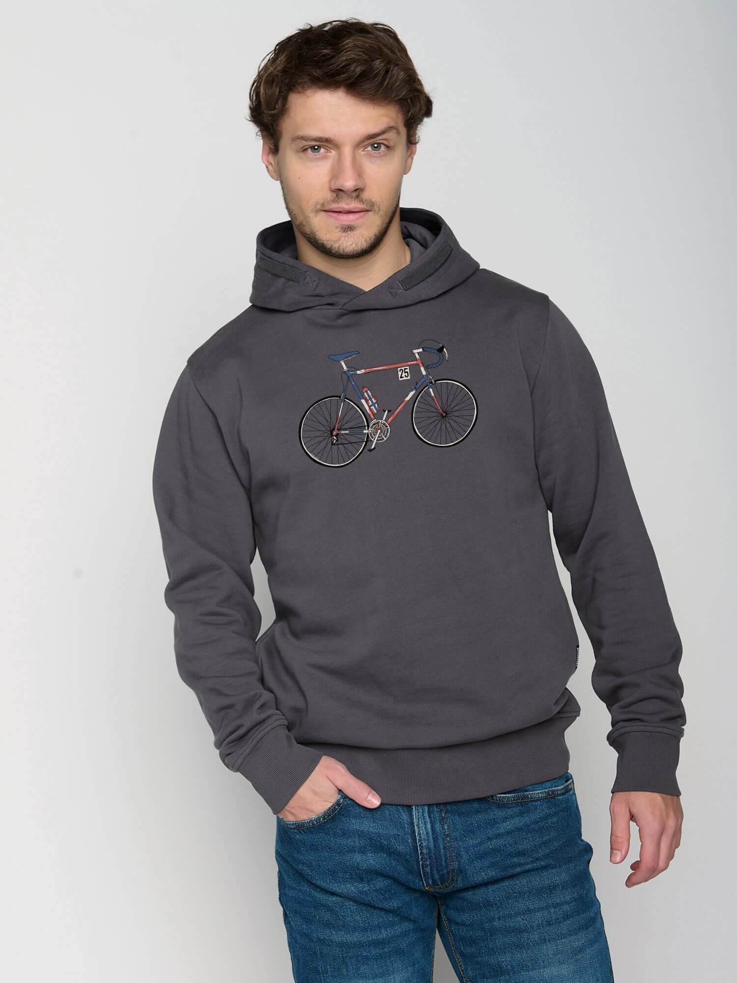 Anthracite: Kuschliger Hoodie aus Bio-Baumwolle für Herren [22765]