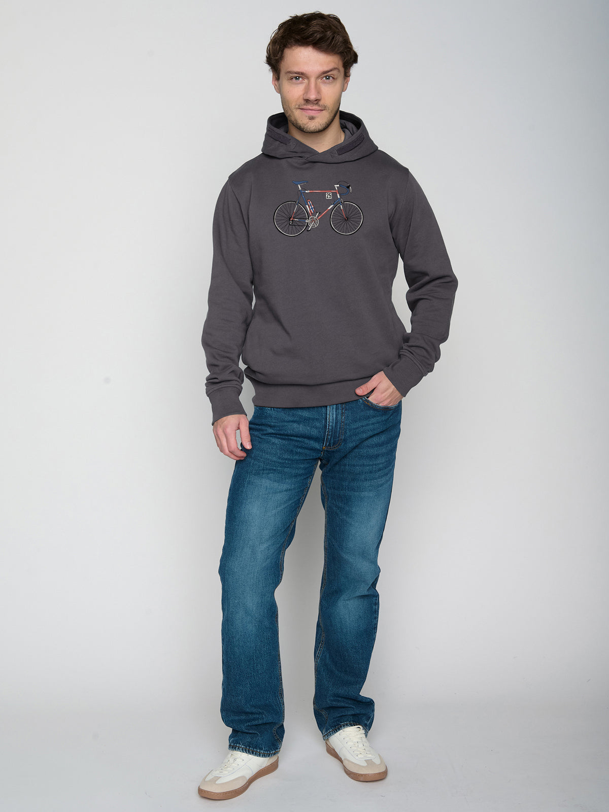 Grau:  Kuschliger Hoodie aus Bio-Baumwolle für Herren [22766]