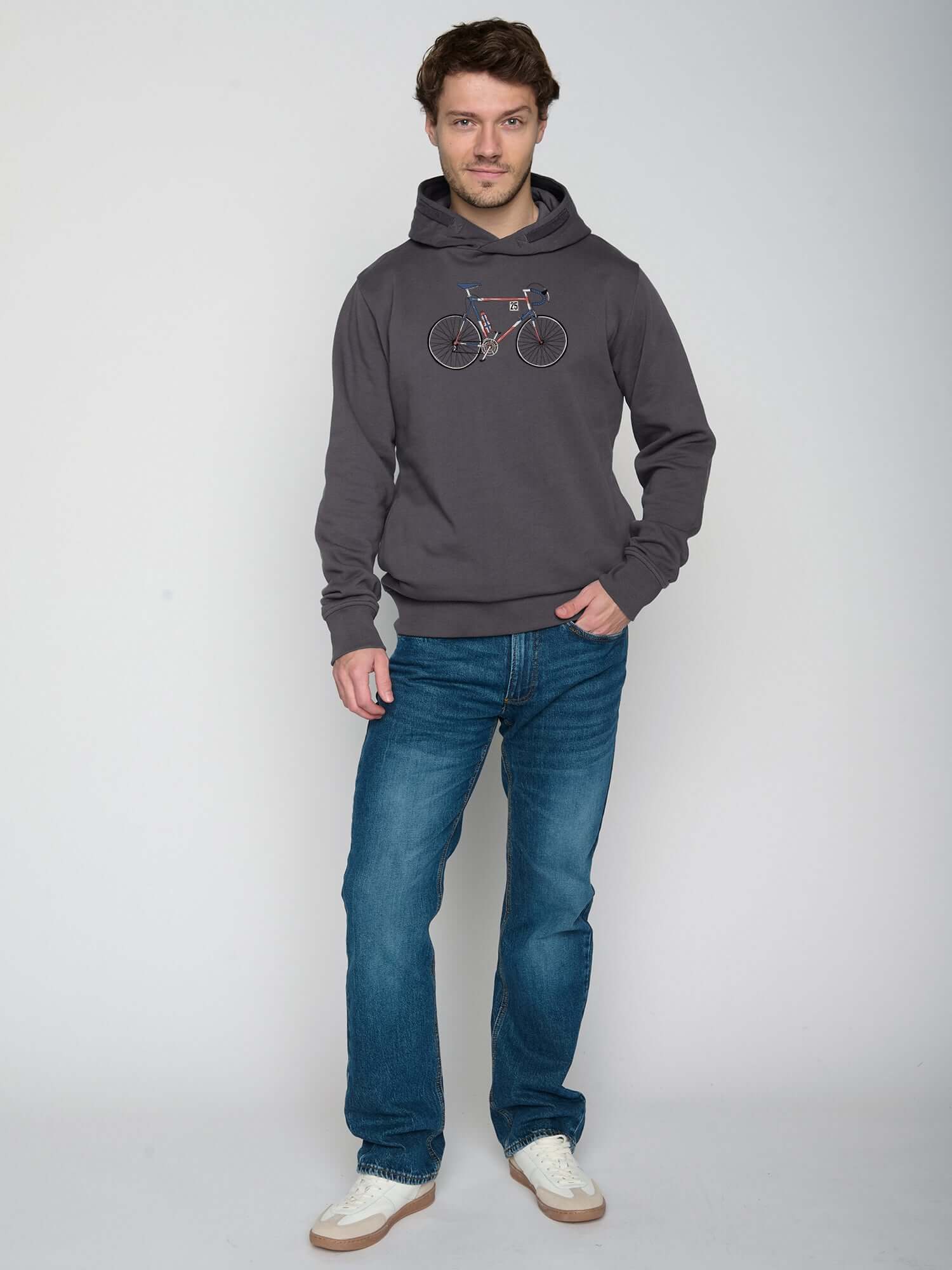 Anthracite: Kuschliger Hoodie aus Bio-Baumwolle für Herren [22766]