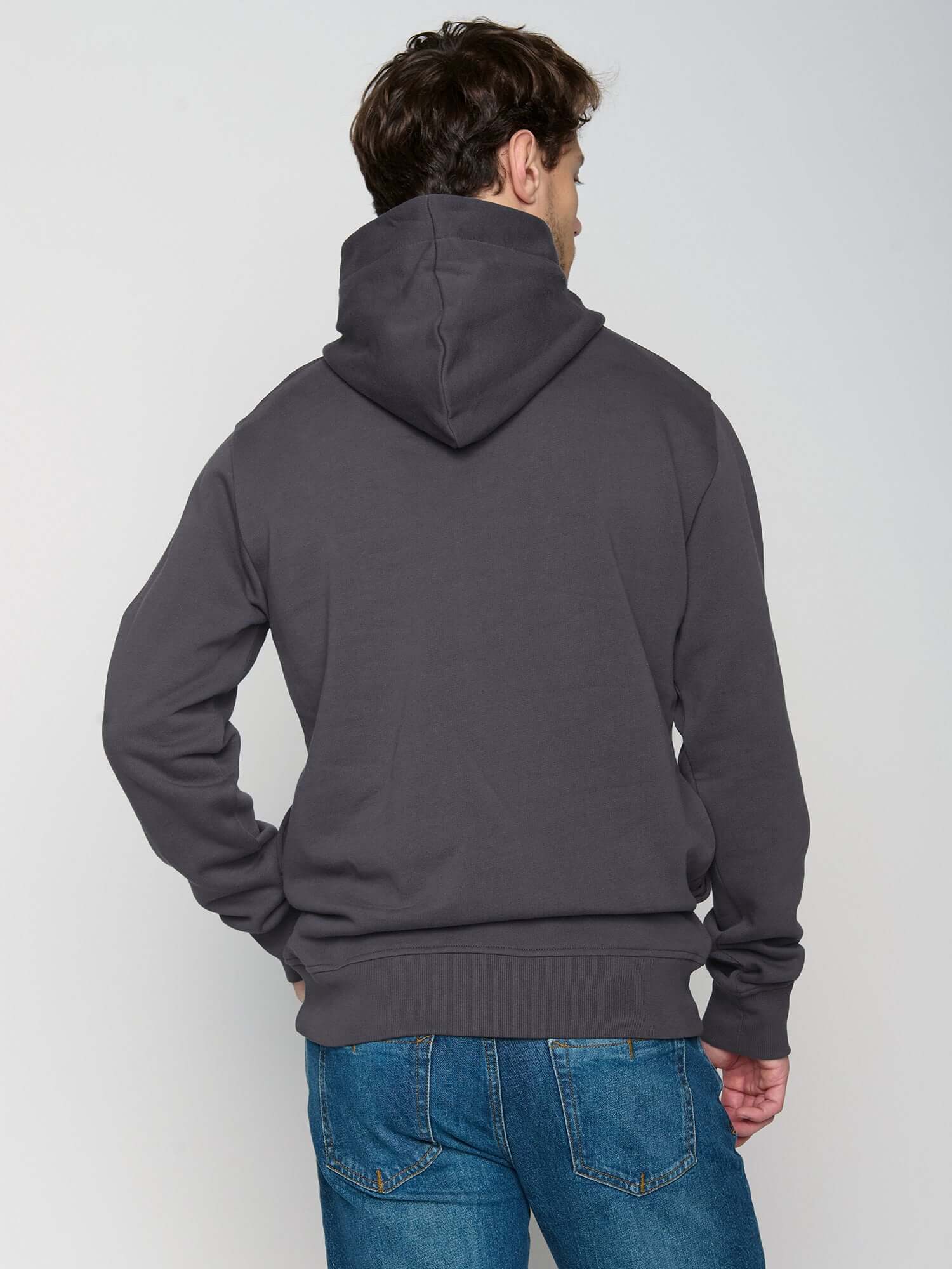 Anthracite: Kuschliger Hoodie aus Bio-Baumwolle für Herren [22767]