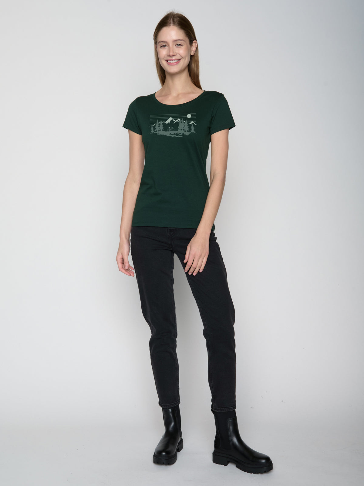 Grün:  Lässiges T-Shirt aus Bio-Baumwolle für Damen [22777]