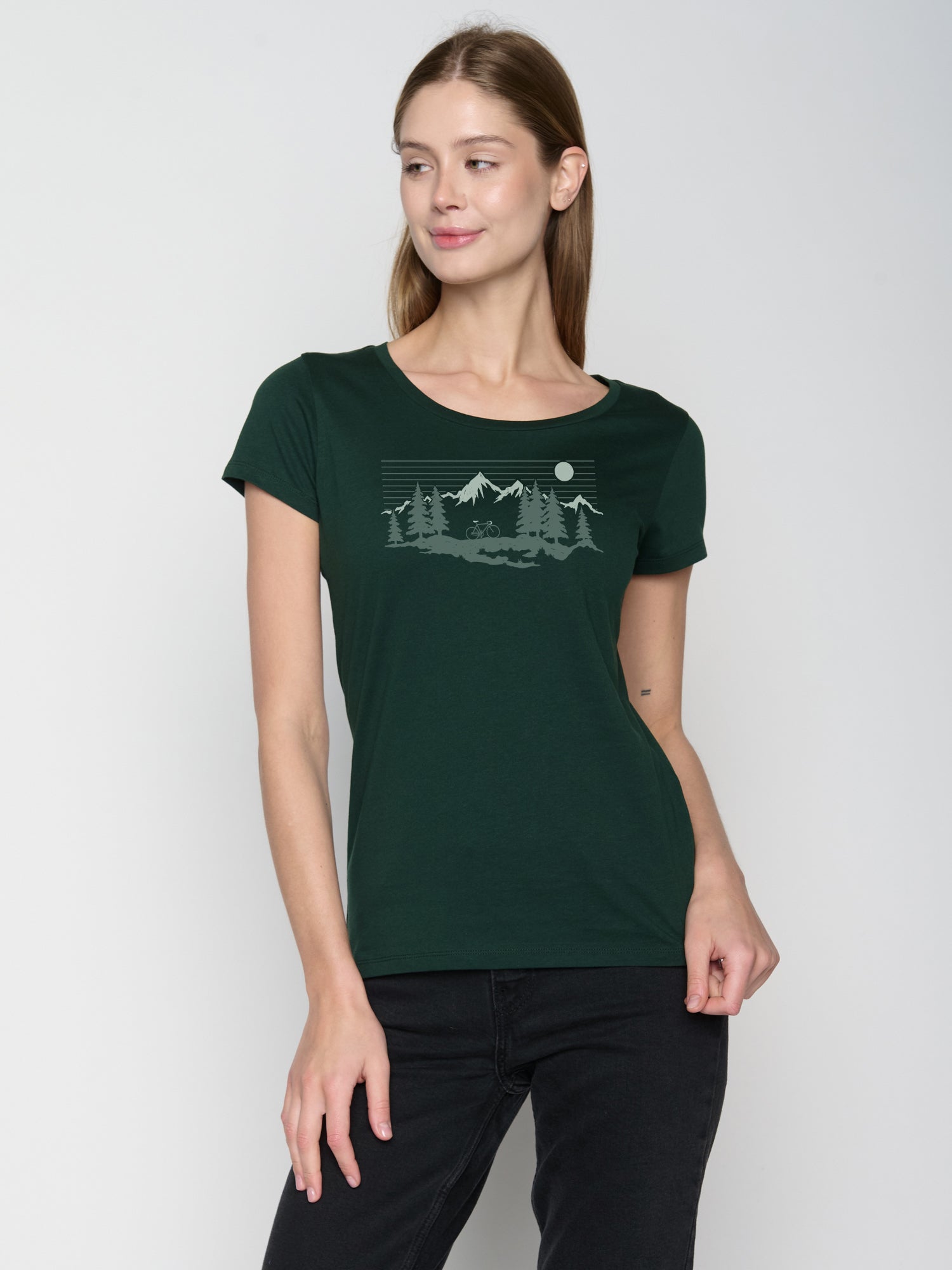 Dark Forest: Sportliches T-Shirt aus Bio-Baumwolle für Damen [22778]