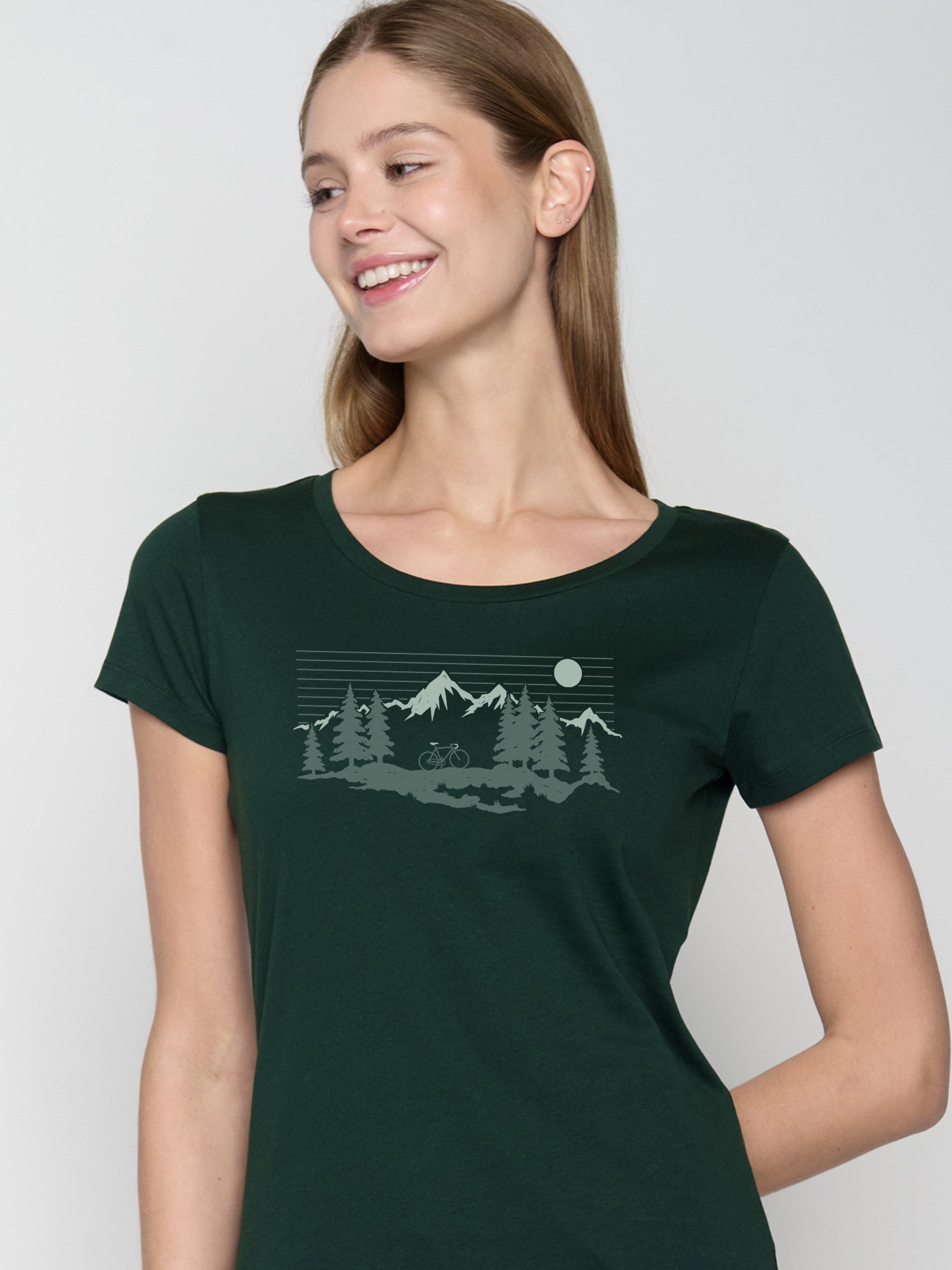 Dark Forest: Sportliches T-Shirt aus Bio-Baumwolle für Damen [22779]