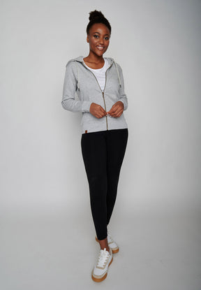 Heather Grey: Gemütliche Zipjacke aus Bio-Baumwolle für Damen [220]