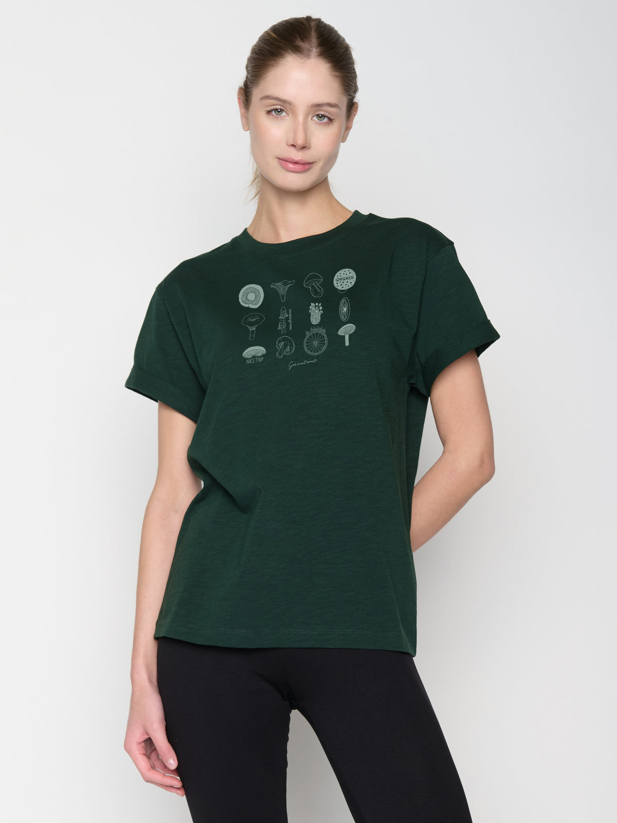 Grün:  Lässiges T-Shirt aus Bio-Baumwolle für Damen [22788]
