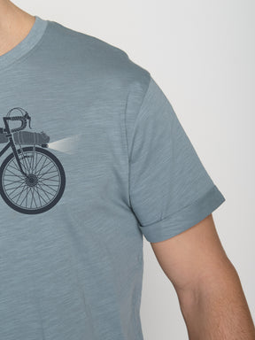 Grey Blue: Lässiges T-Shirt aus Bio-Baumwoll Mix für Herren [22797]