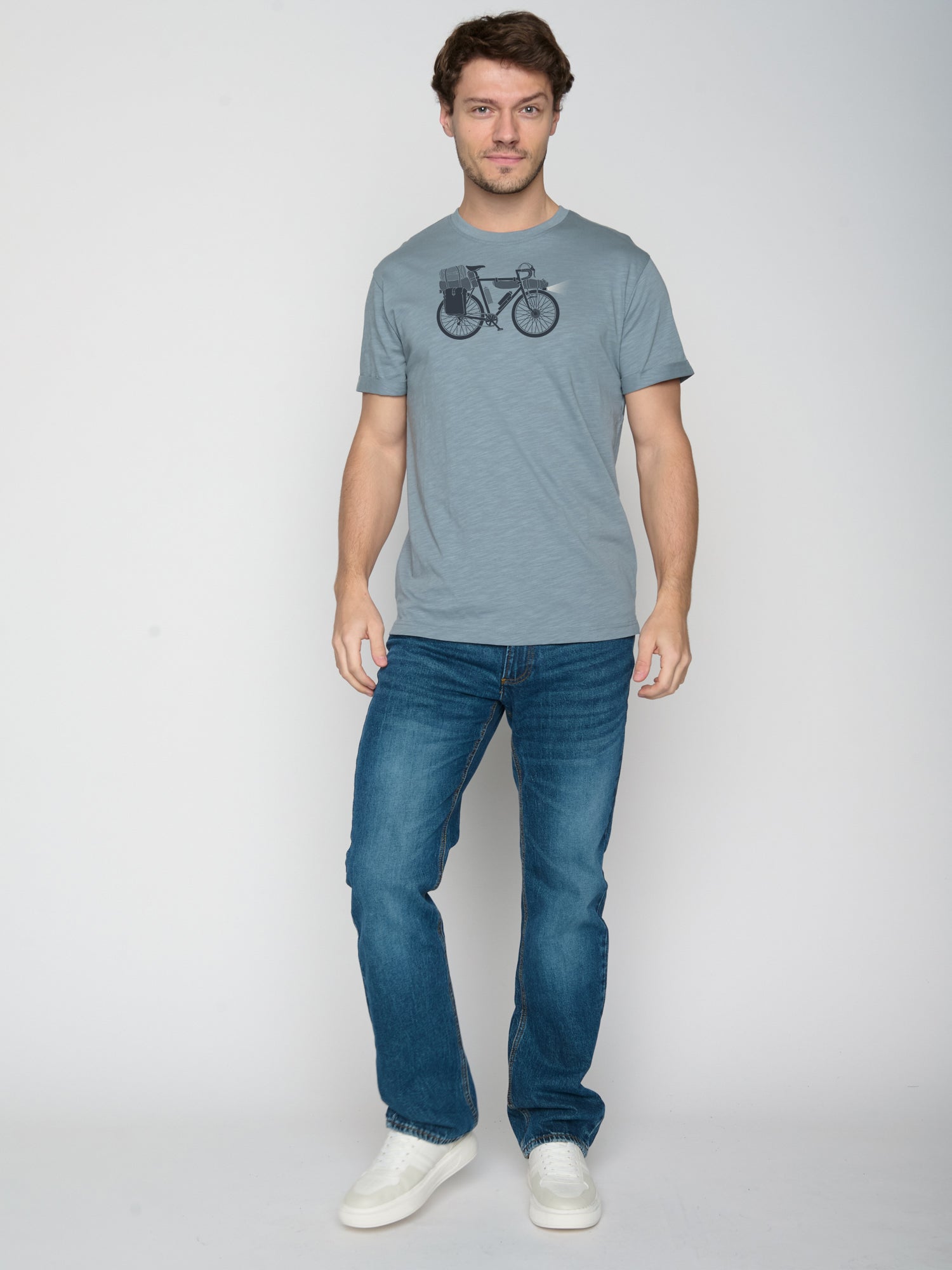 Blau:  Lässiges T-Shirt aus Bio-Baumwoll Mix für Herren [22799]