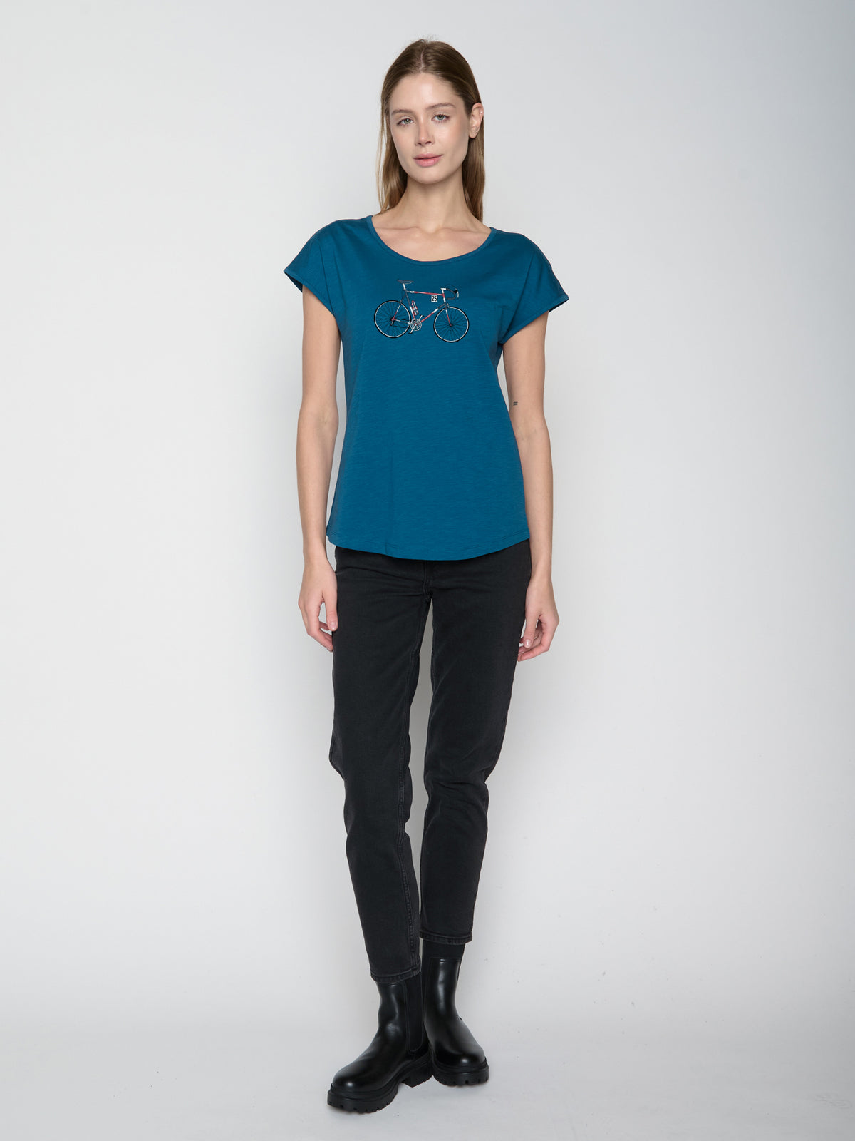 Blau:  Sportliches T-Shirt aus Bio-Baumwolle für Damen [22805]
