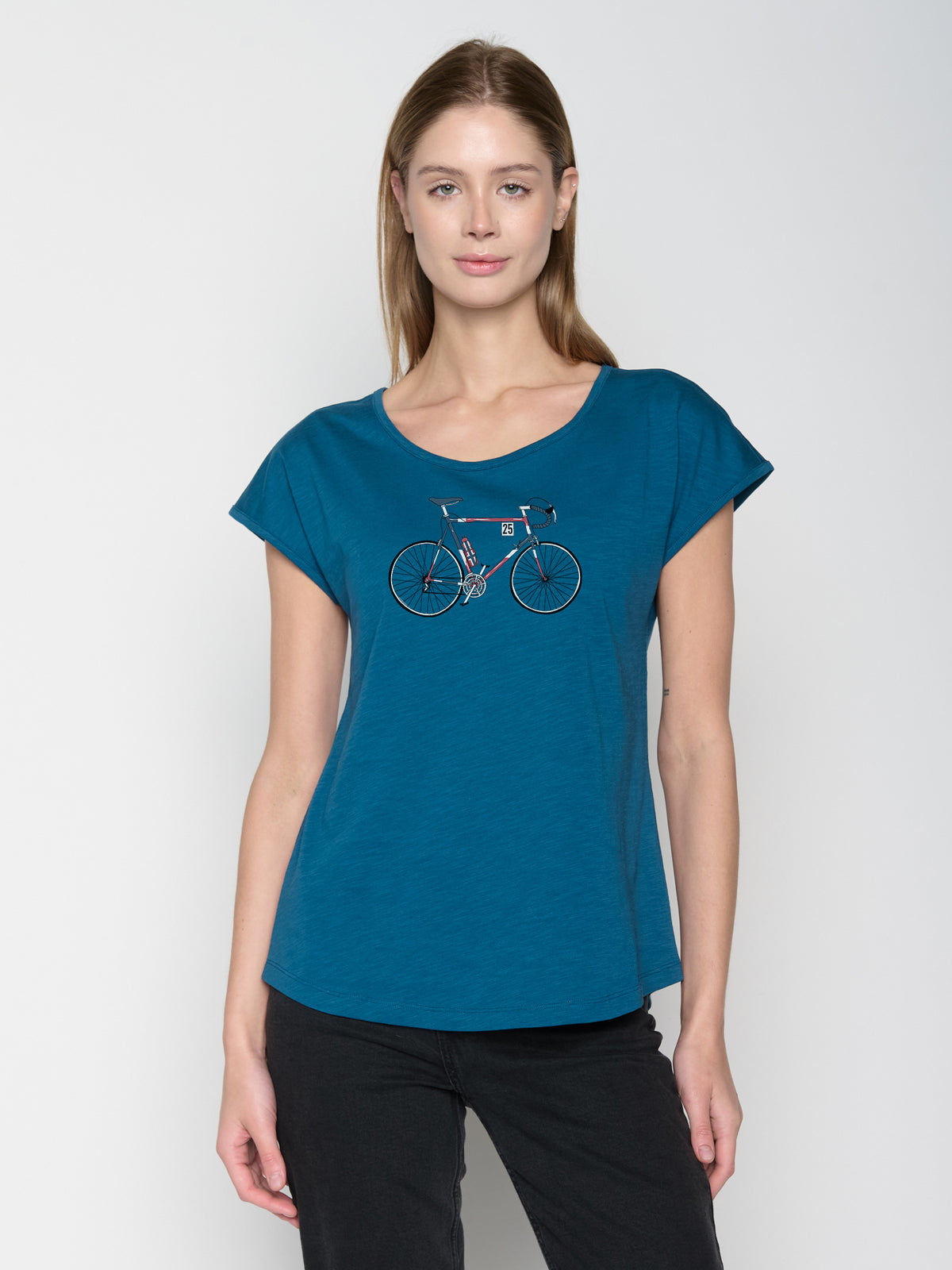 Blau:  Sportliches T-Shirt aus Bio-Baumwolle für Damen [22806]