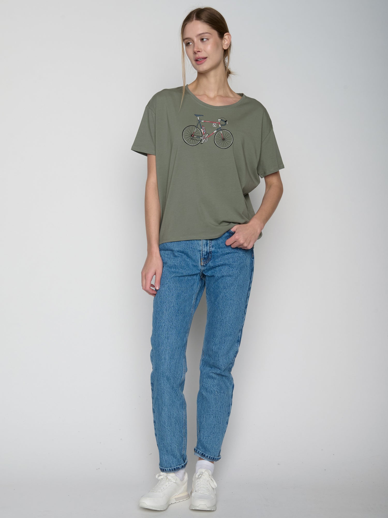 Olive: Lässiges T-Shirt aus Bio-Baumwoll-Mix für Damen [22810]