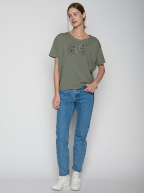 Olive: Lässiges T-Shirt aus Bio-Baumwoll-Mix für Damen [22810]